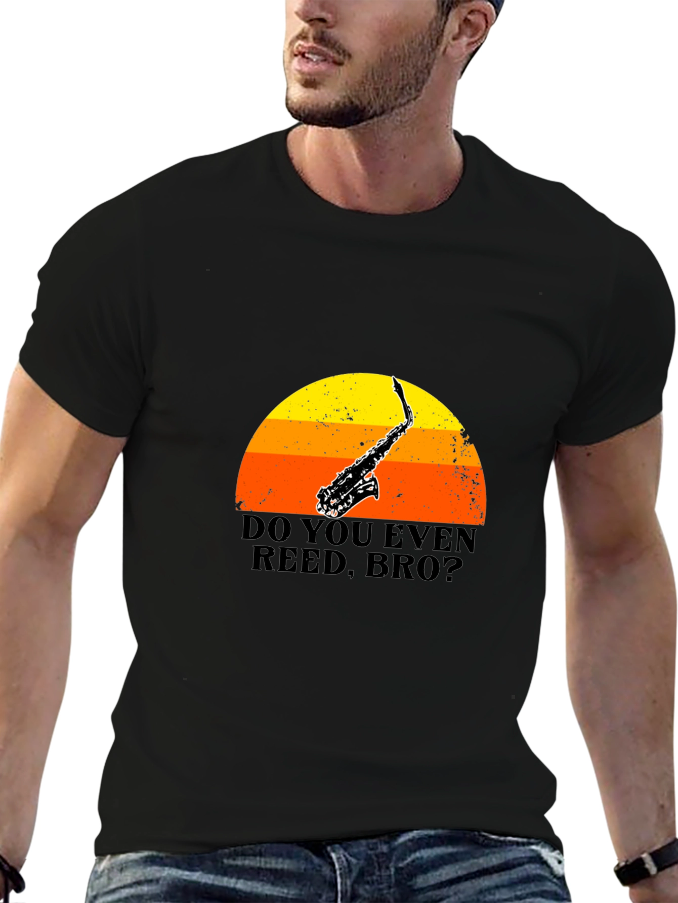 Black Do You Even Reed Bro? T-Shirt Saxophone Music Sunset view 6