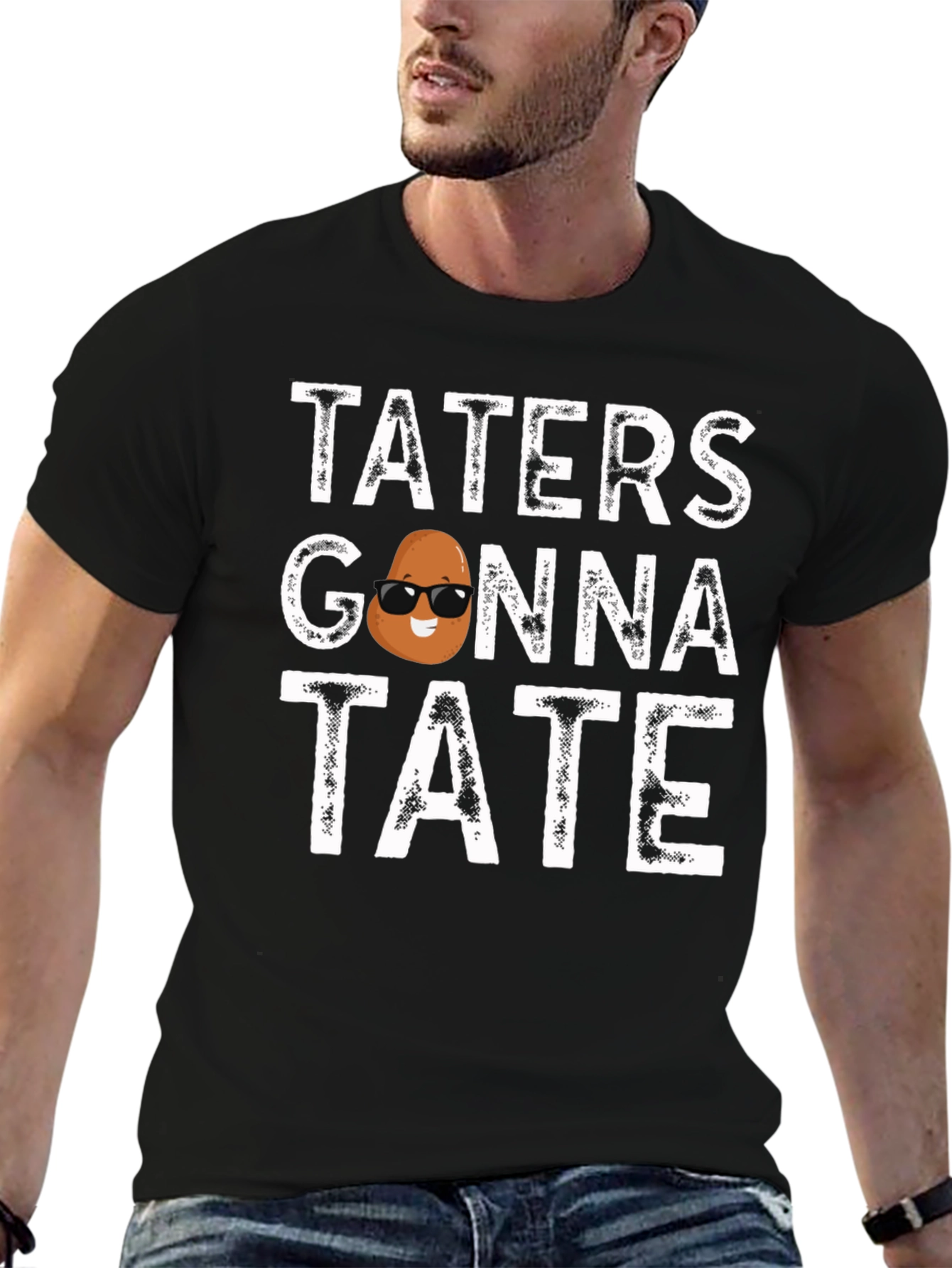 Black Taters Gonna Tate Funny Potato Graphic T-Shirt view 6