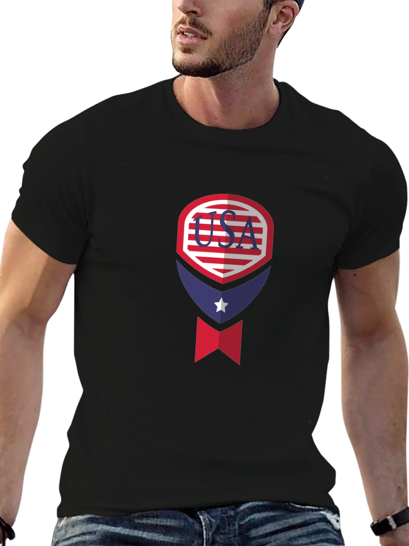Black USA Patriotic Graphic Tee - Men's Black T-Shirt view 6