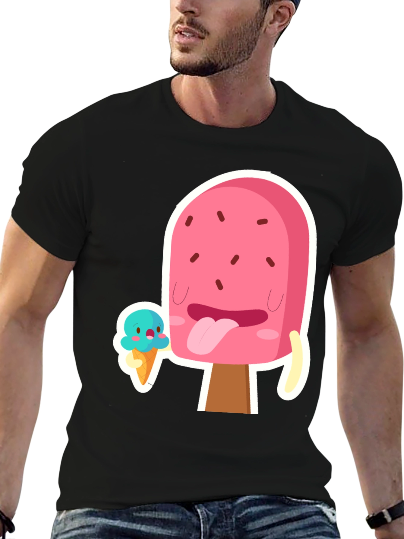 Black Cartoon Popsicle Graphic T-Shirt view 6