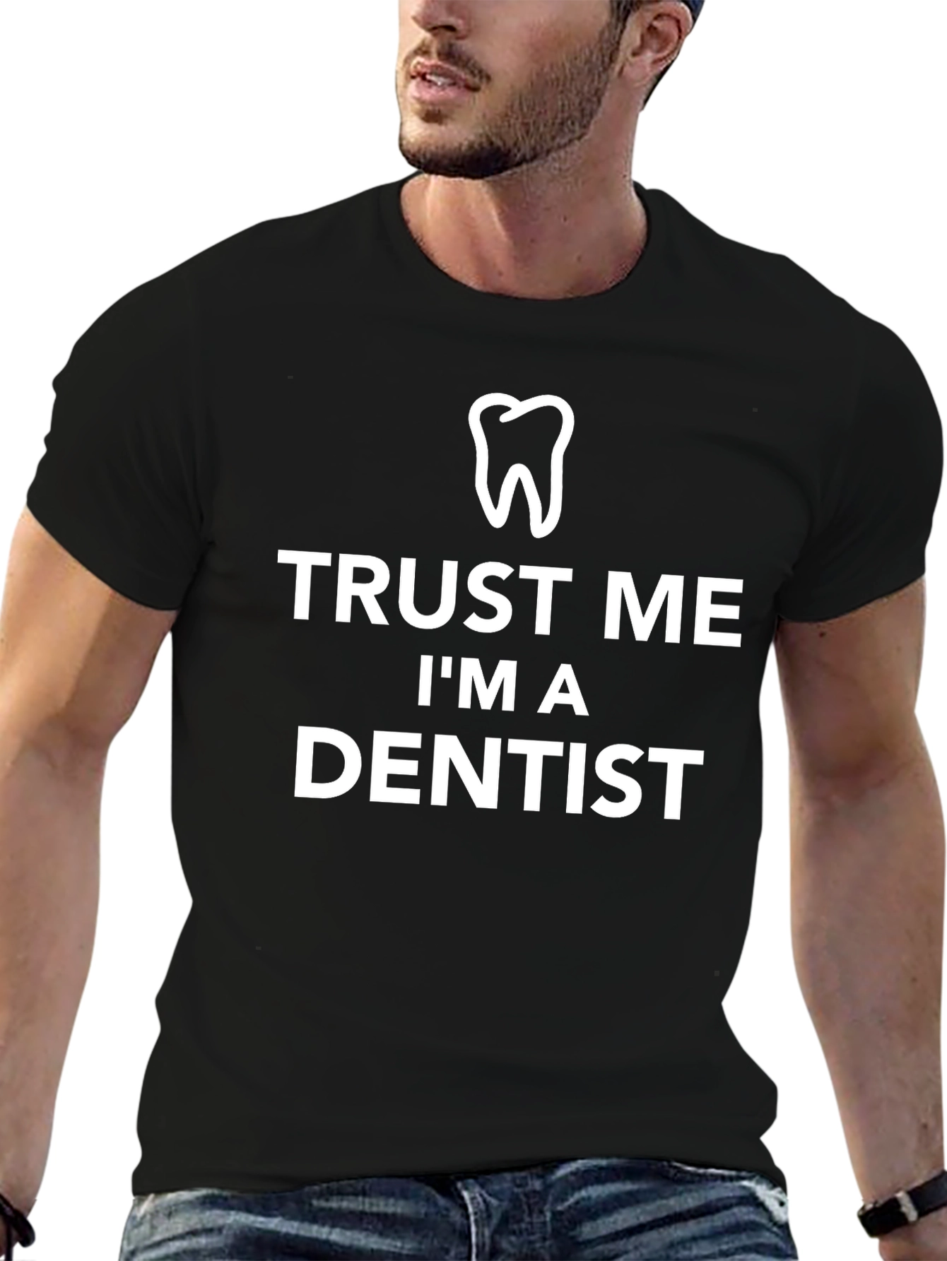 Black Trust Me I'm A Dentist T-Shirt, Funny Dentist Tee view 6