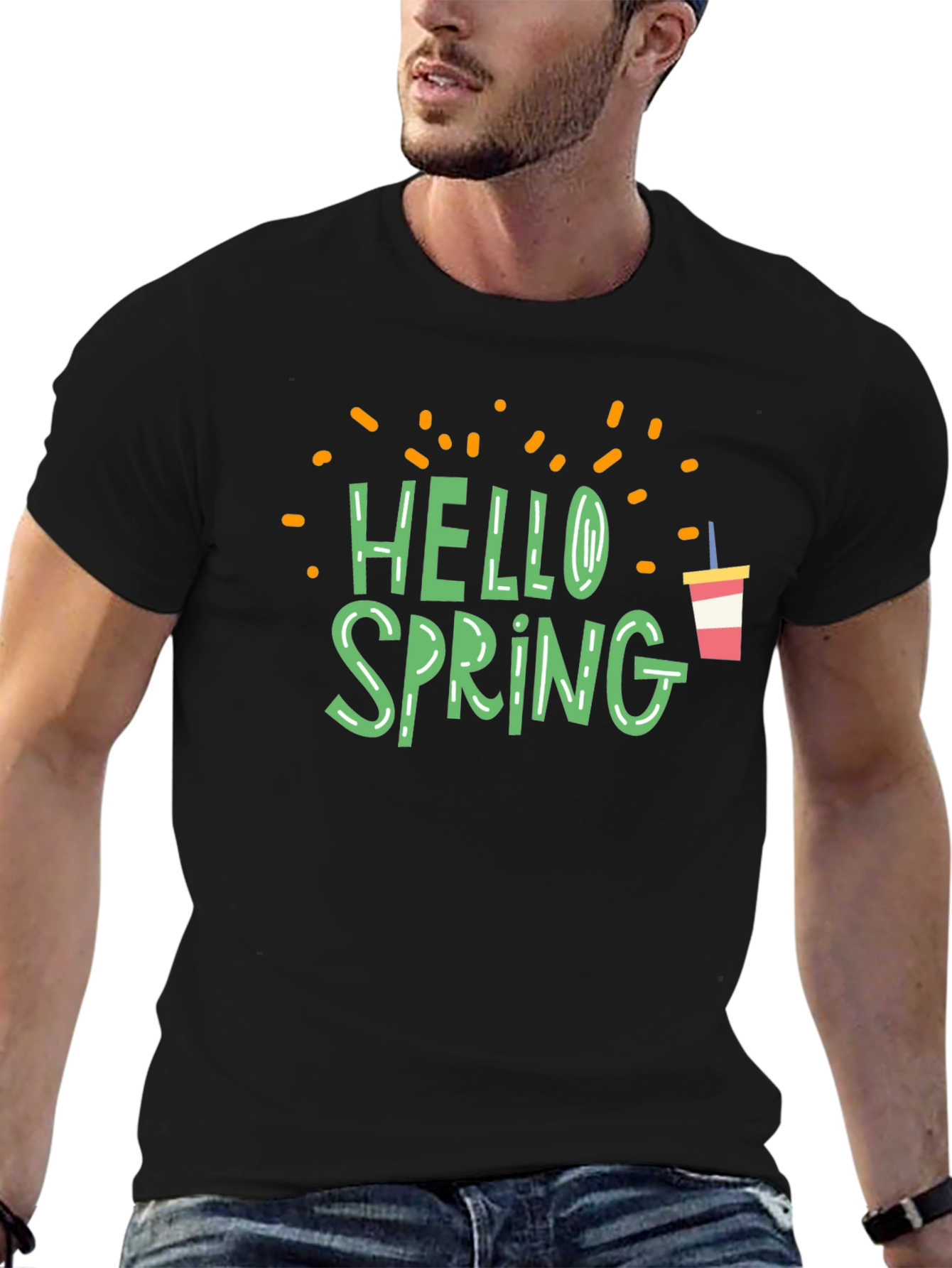Hello Spring Graphic Tee - Black - 6