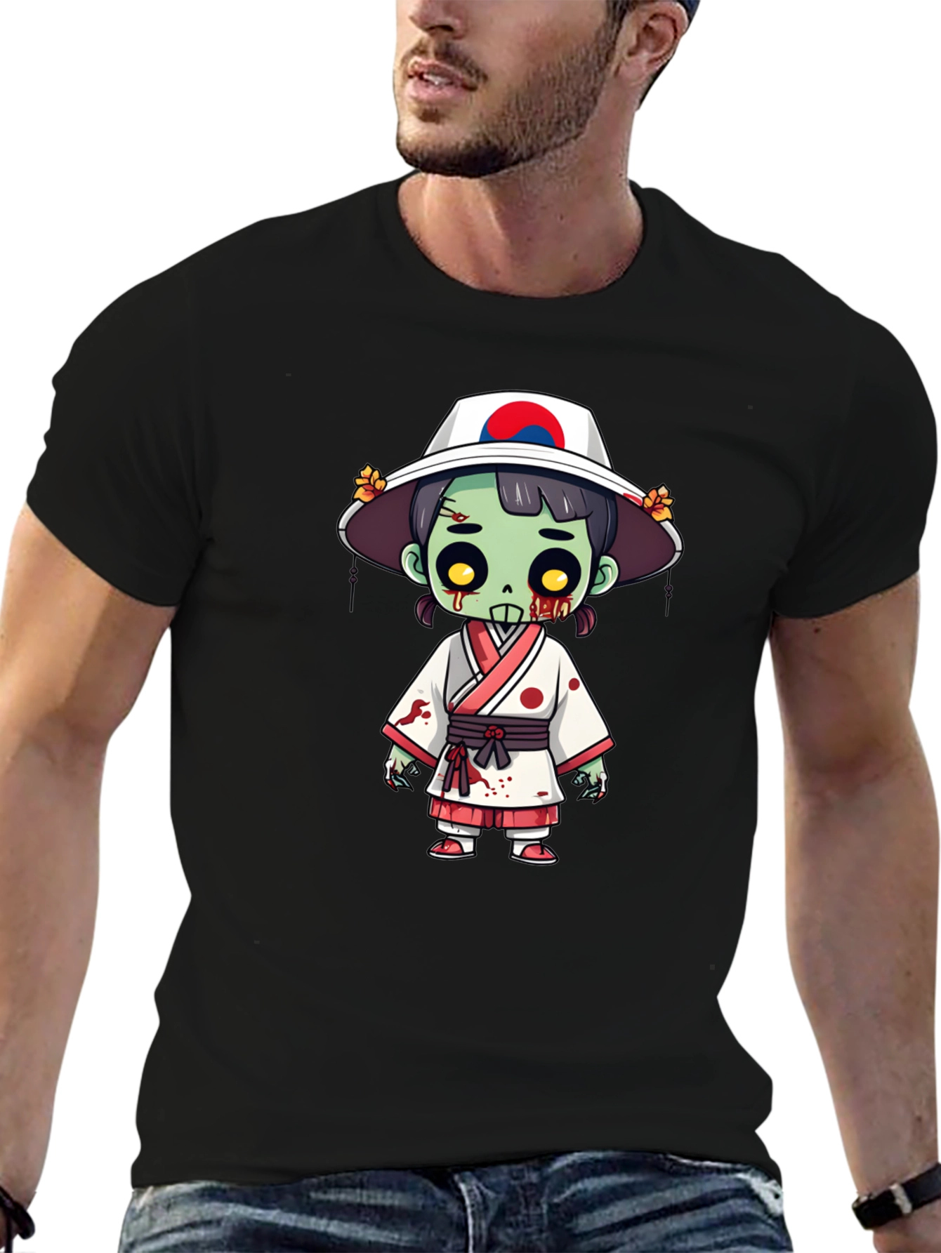 Black Zombie Girl T-Shirt - Spooky Korean Style view 6
