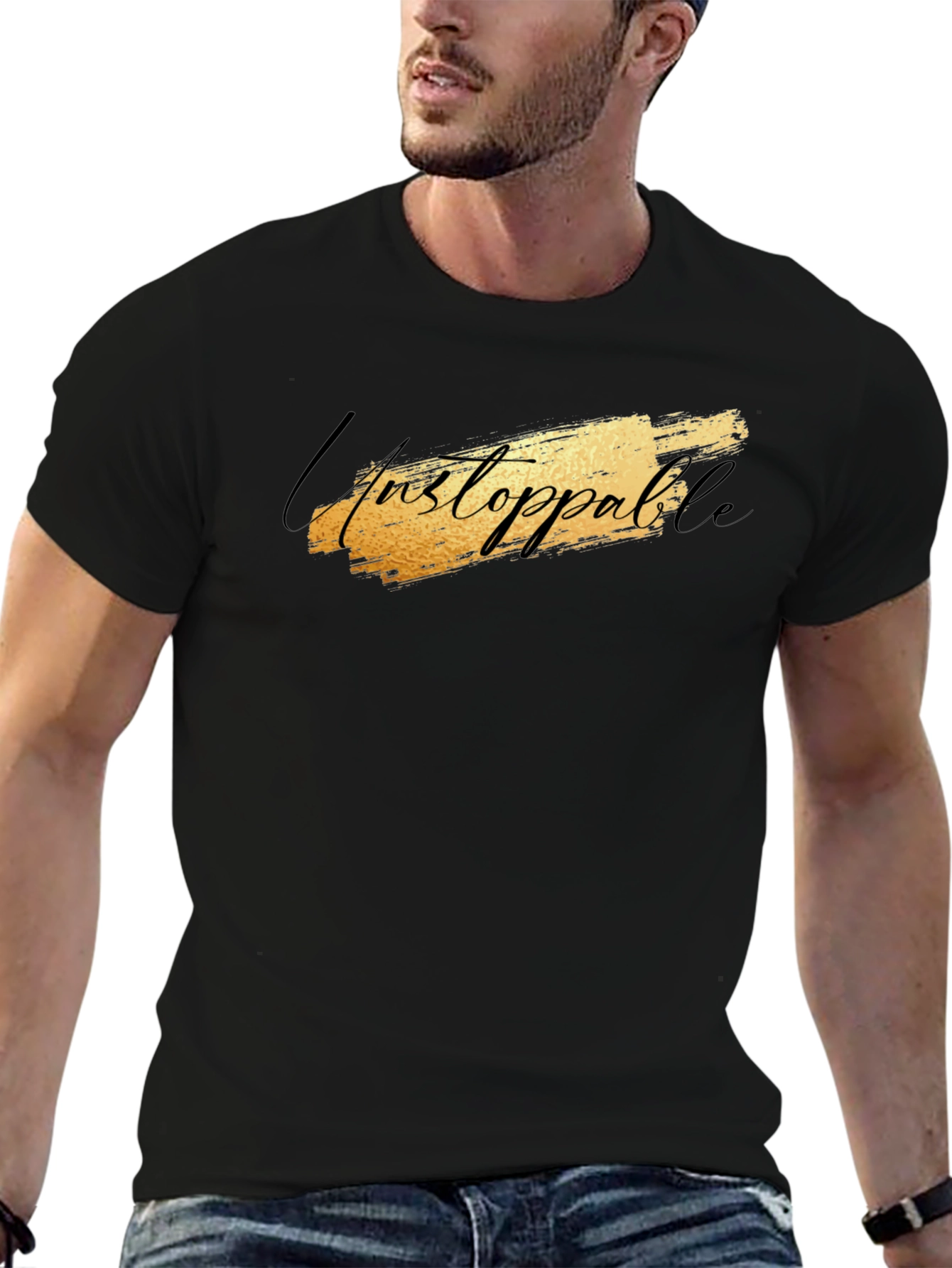 Black Unstoppable Graphic Black T-Shirt for Men view 6