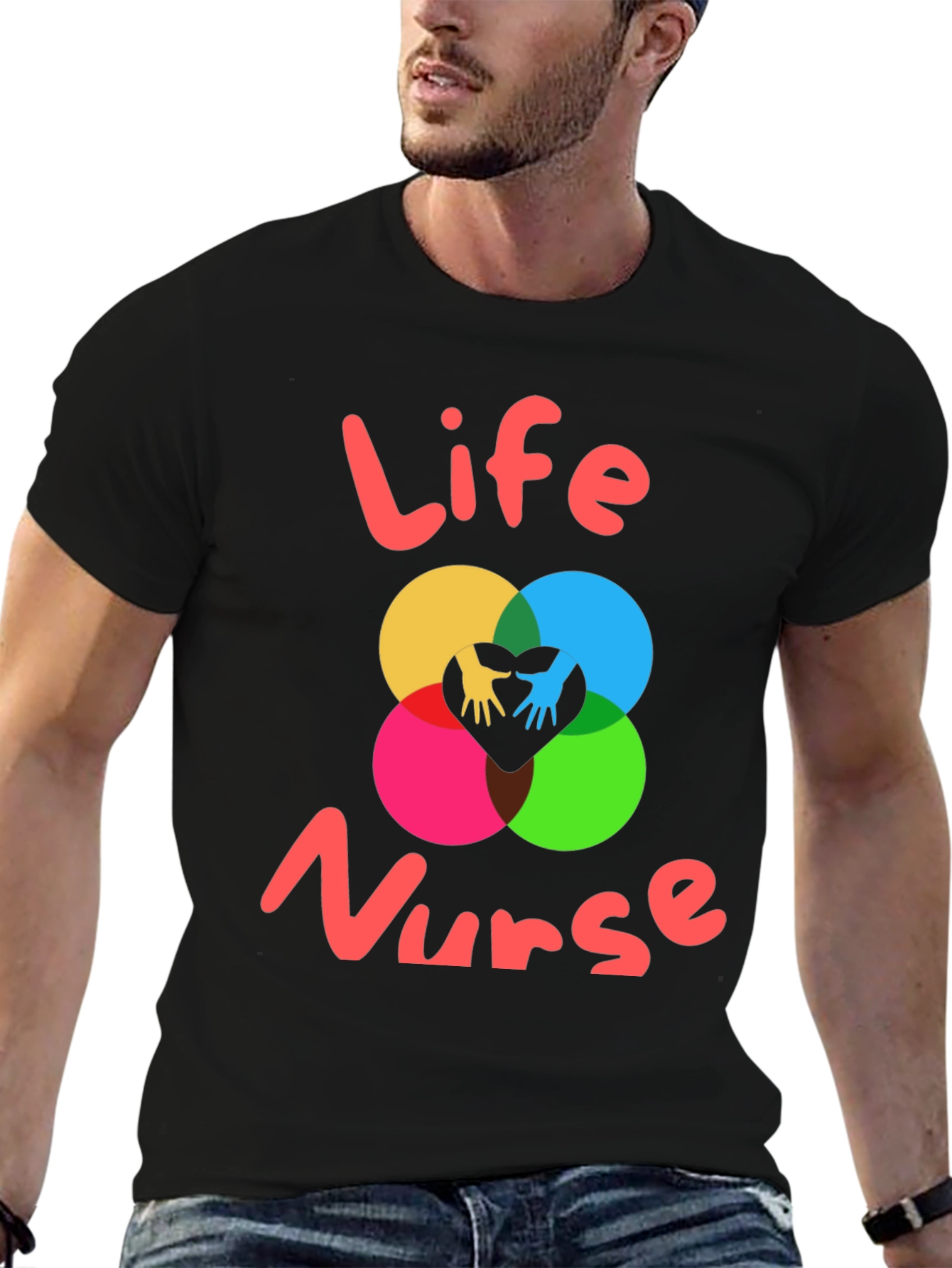 Black Life Nurse Graphic Tee - Black Cotton T-Shirt view 6