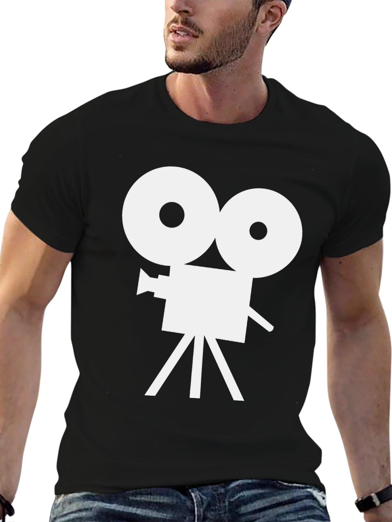 Black Retro Movie Camera T-Shirt - Vintage Film Tee view 6