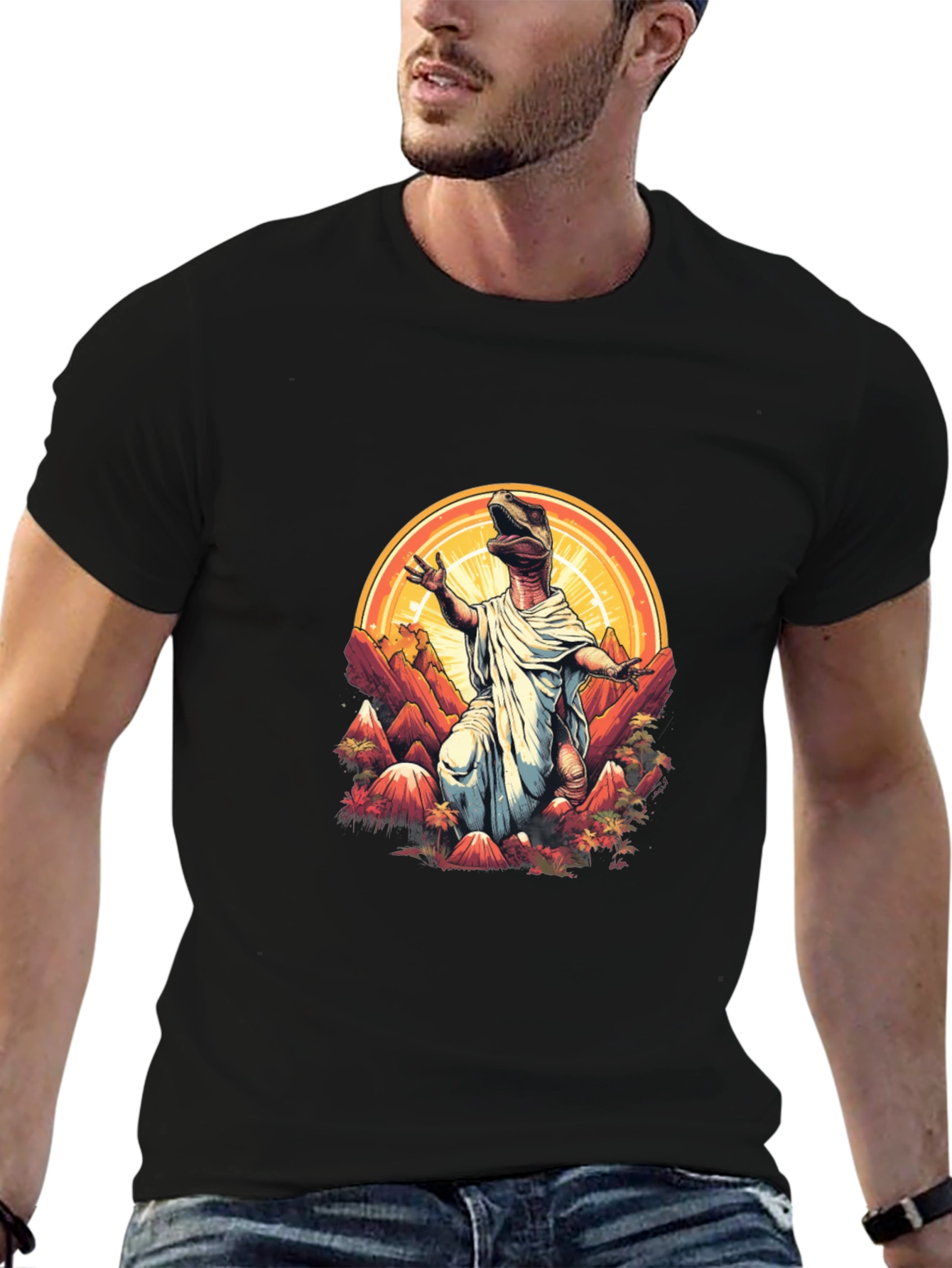 Black Dino-Jesus Graphic Tee view 6