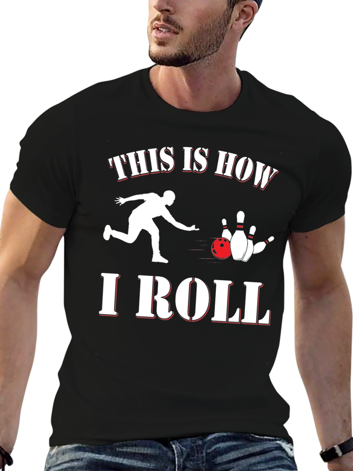 Black This Is How I Roll Bowling Graphic Tee view 6