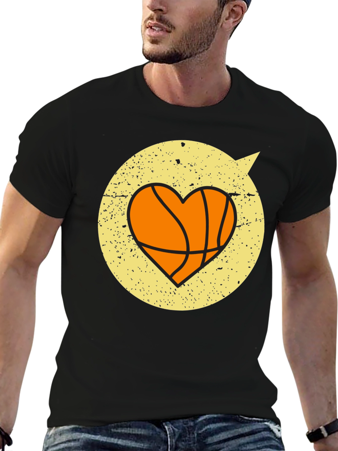 Black Basketball Heart Graphic Tee - Stylish & Comfortable view 6
