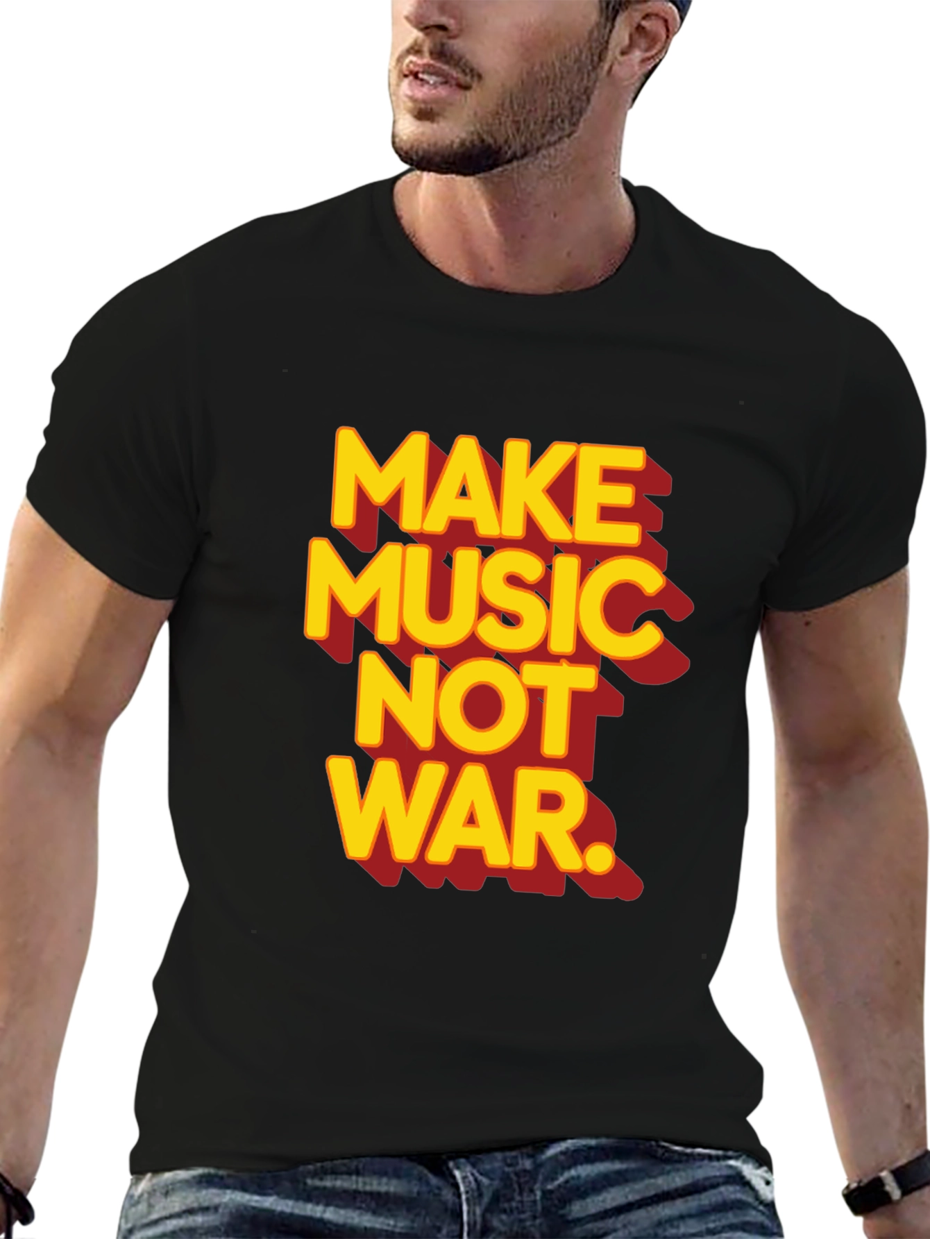 Black Make Music Not War Graphic T-Shirt view 6