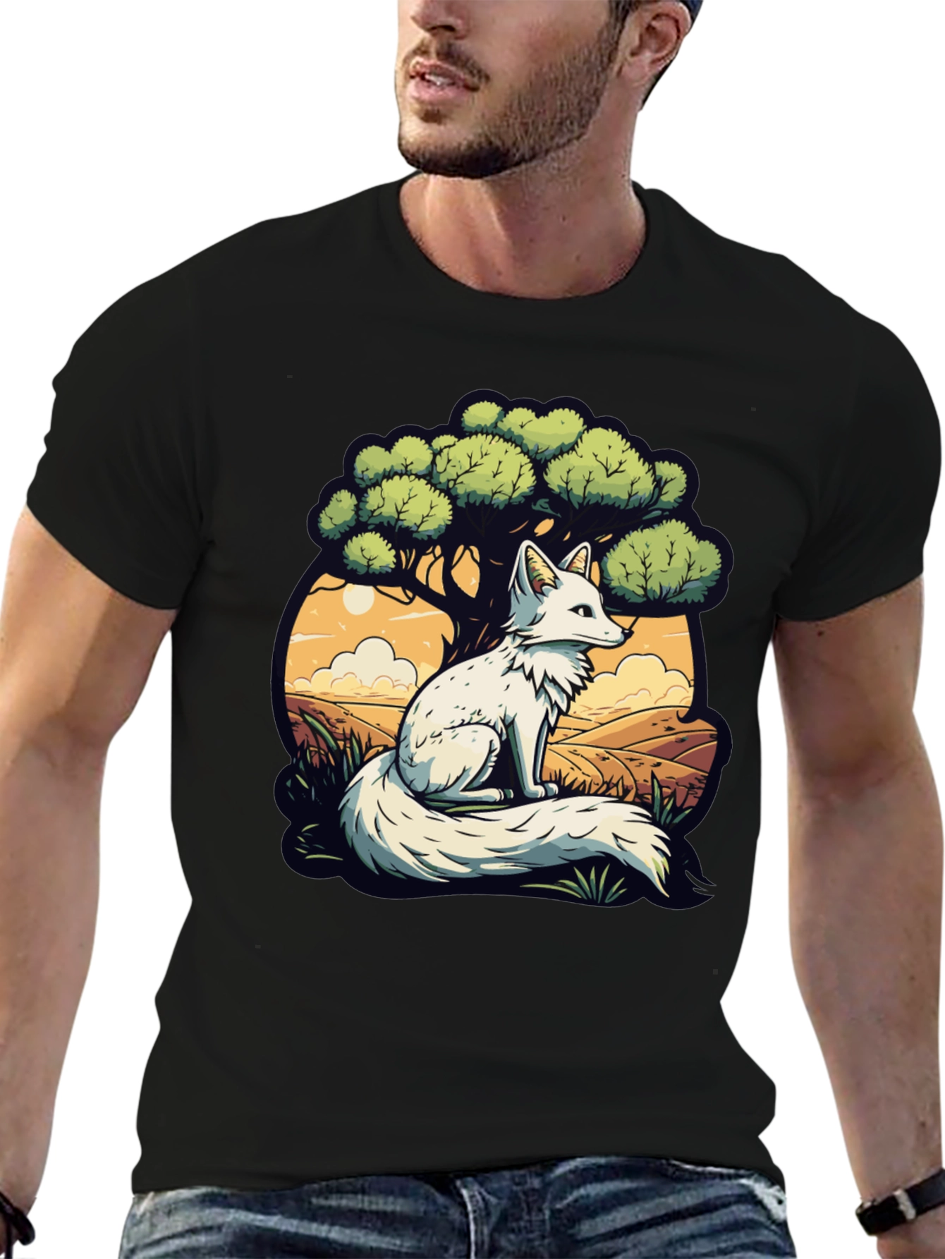 Black Arctic Fox Graphic Tee - Nature Lover's T-Shirt view 6