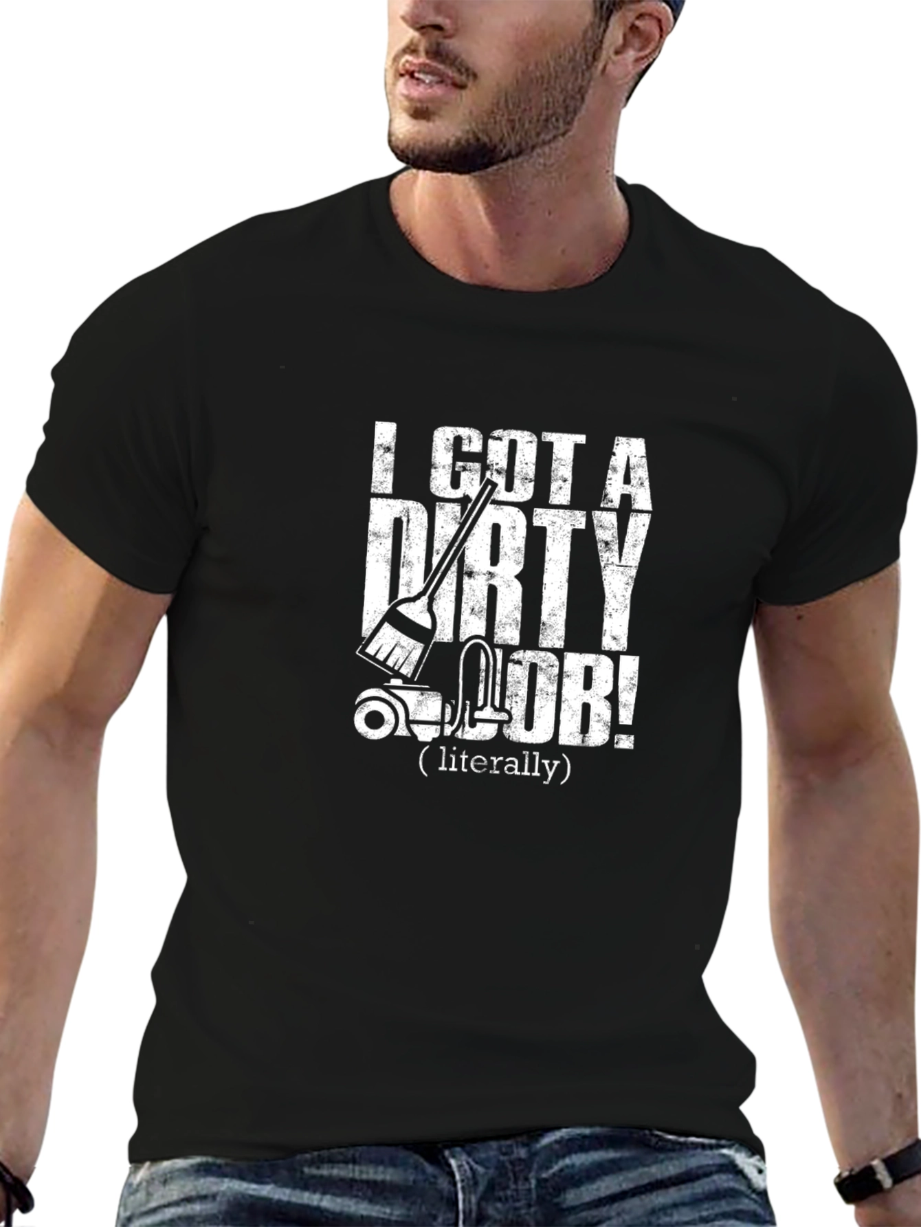 Black Dirty Job T-Shirt - Funny Cleaning Humor Tee view 6