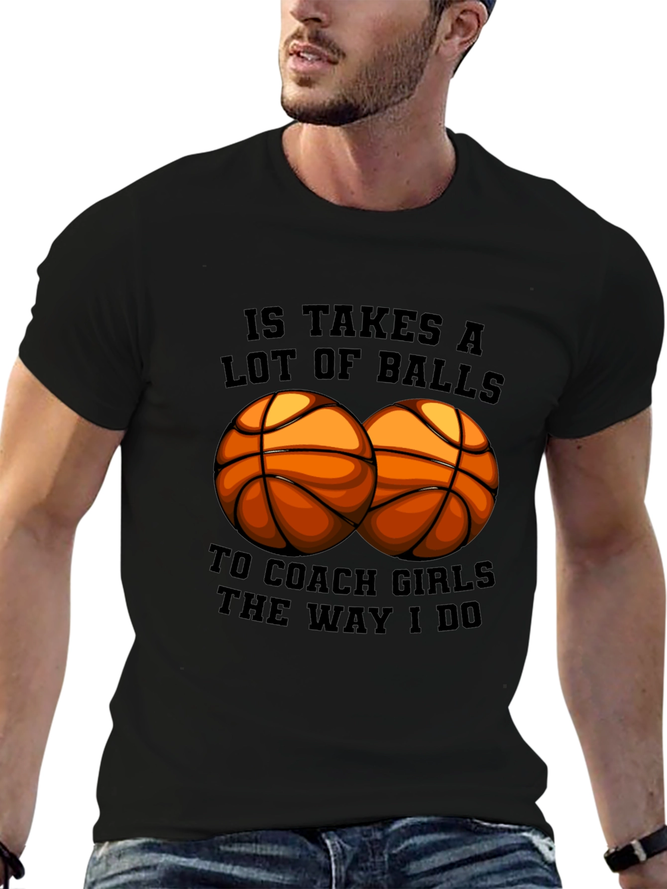 Black Funny Basketball Coach Graphic Tee Shirt view 6