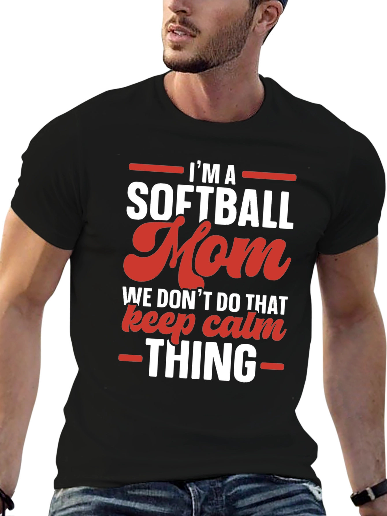Black Softball Mom Graphic T-Shirt - Funny & Stylish view 6