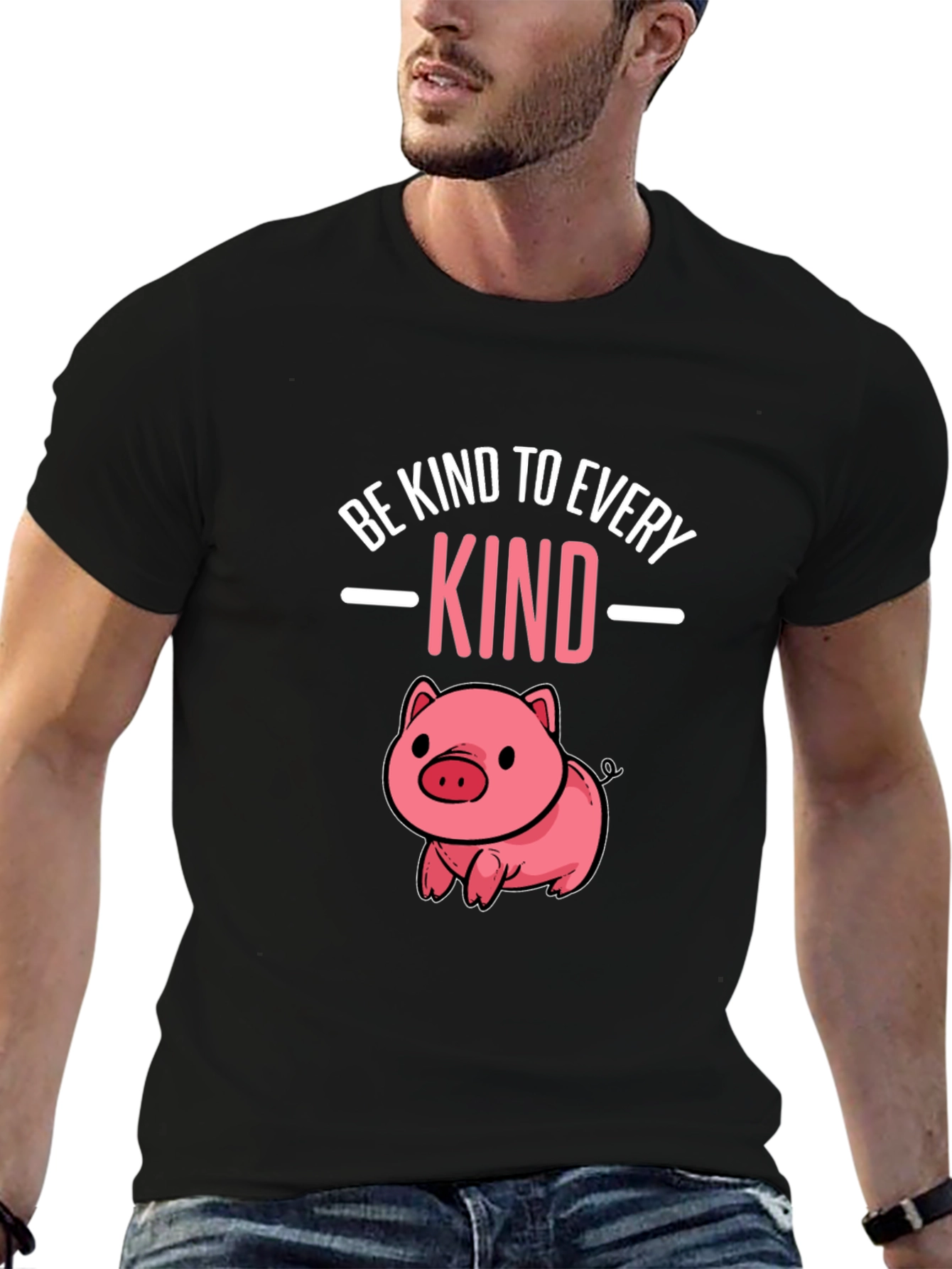 Black Be Kind To Every Kind Pig T-Shirt view 6