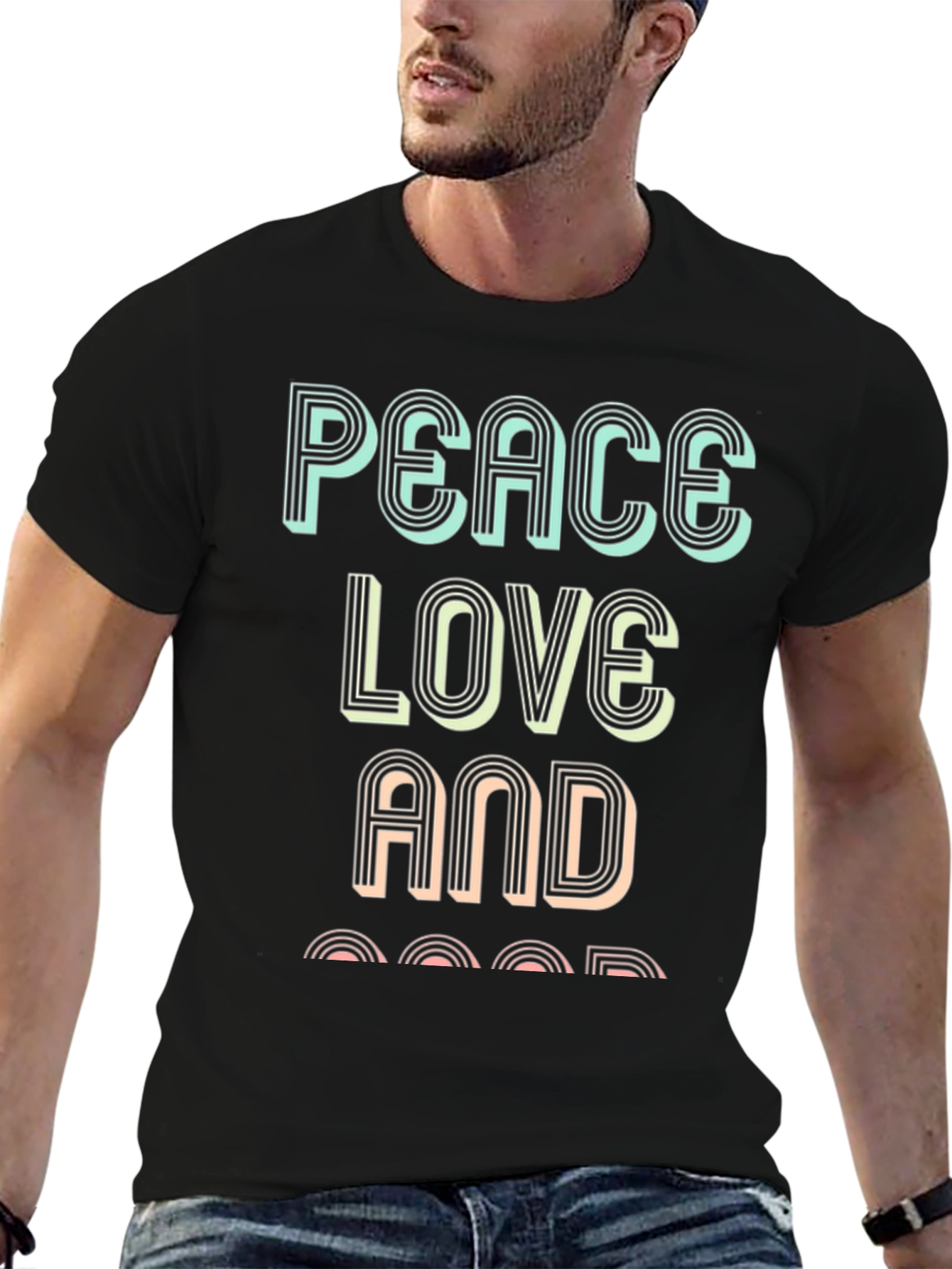 Black Peace Love and Good T-Shirt view 6