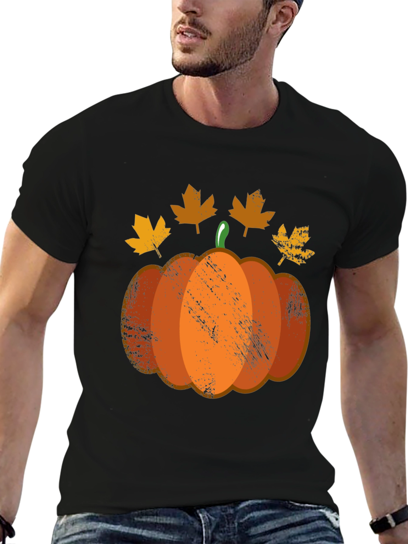 Black Fall Pumpkin T-Shirt - Autumn Harvest Apparel view 6