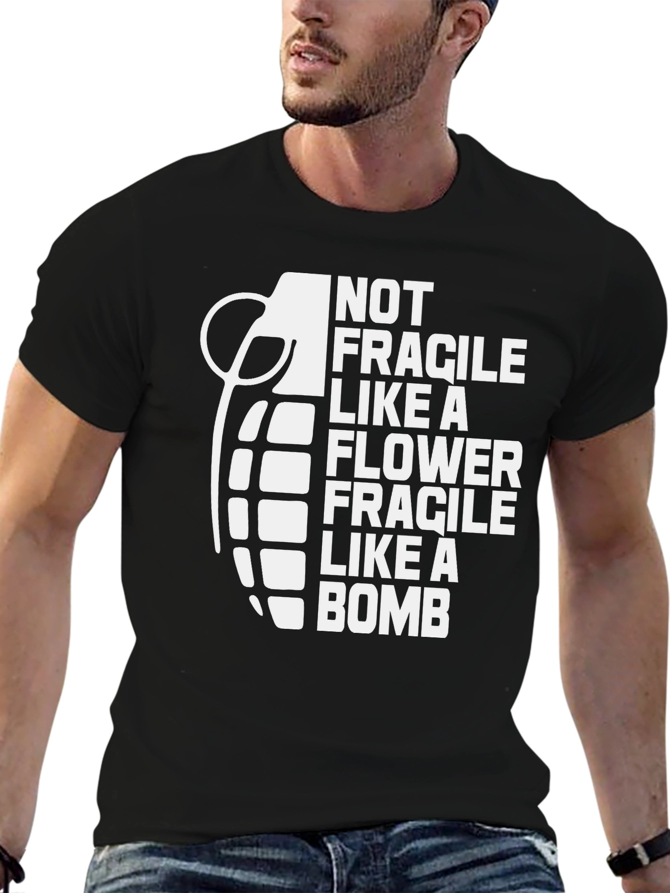 Black Fragile Like a Bomb Graphic Tee view 6