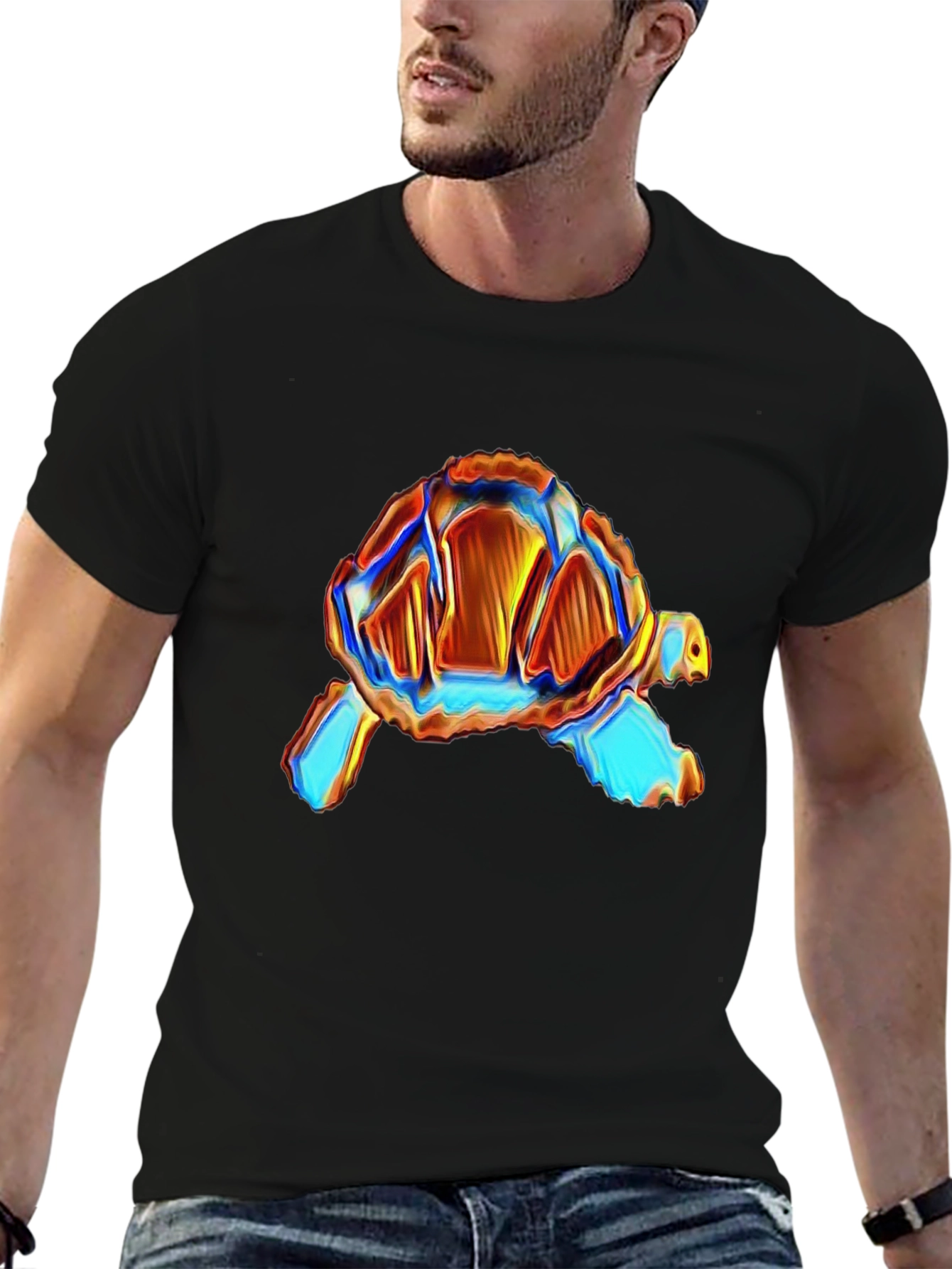 Black Turtle Graphic Black Tee - Unique Design! view 6