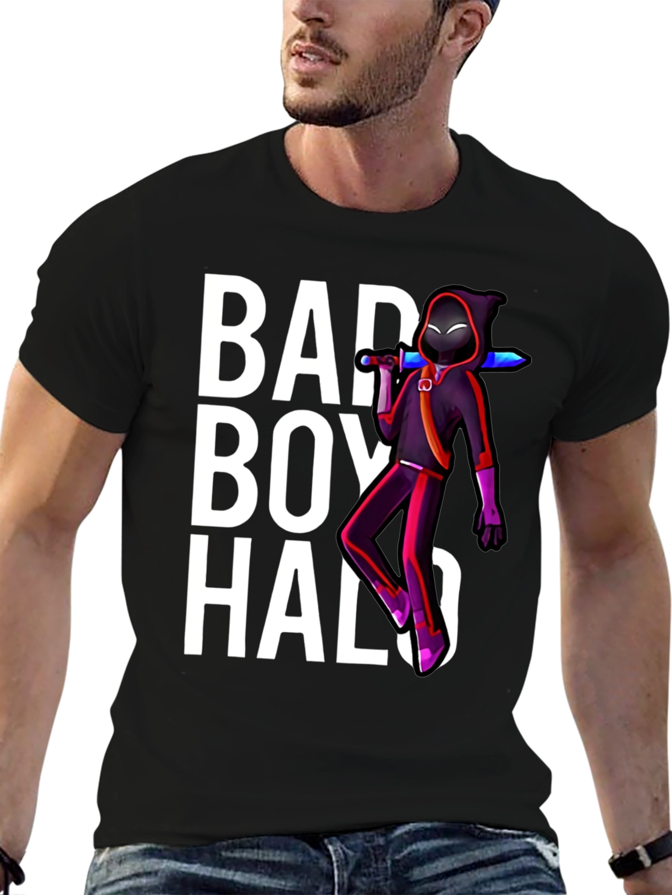 Black BadBoyHalo Graphic T-Shirt - Black Crew Neck view 6