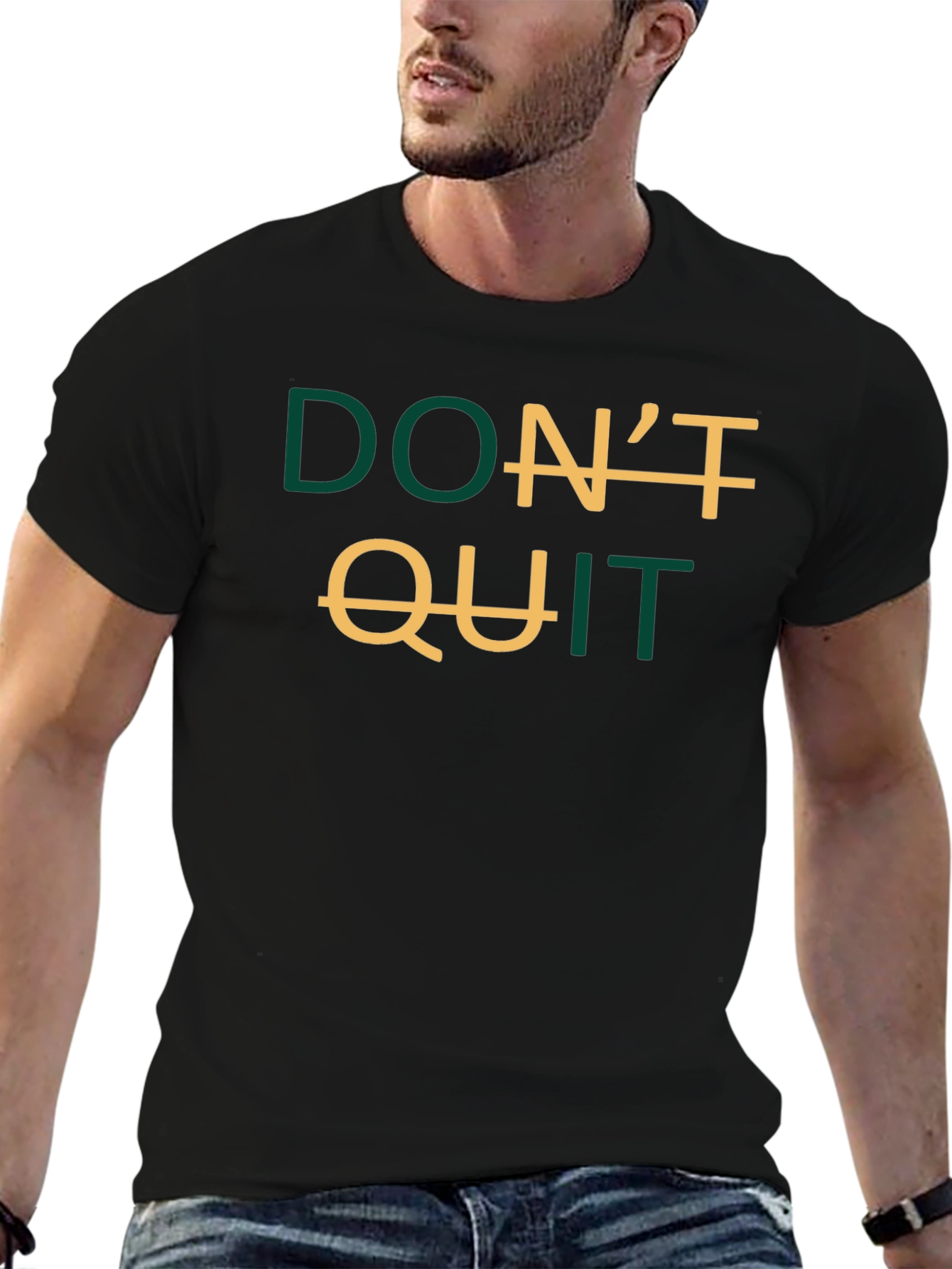 Black Inspirational Don't Quit Graphic T-Shirt view 6