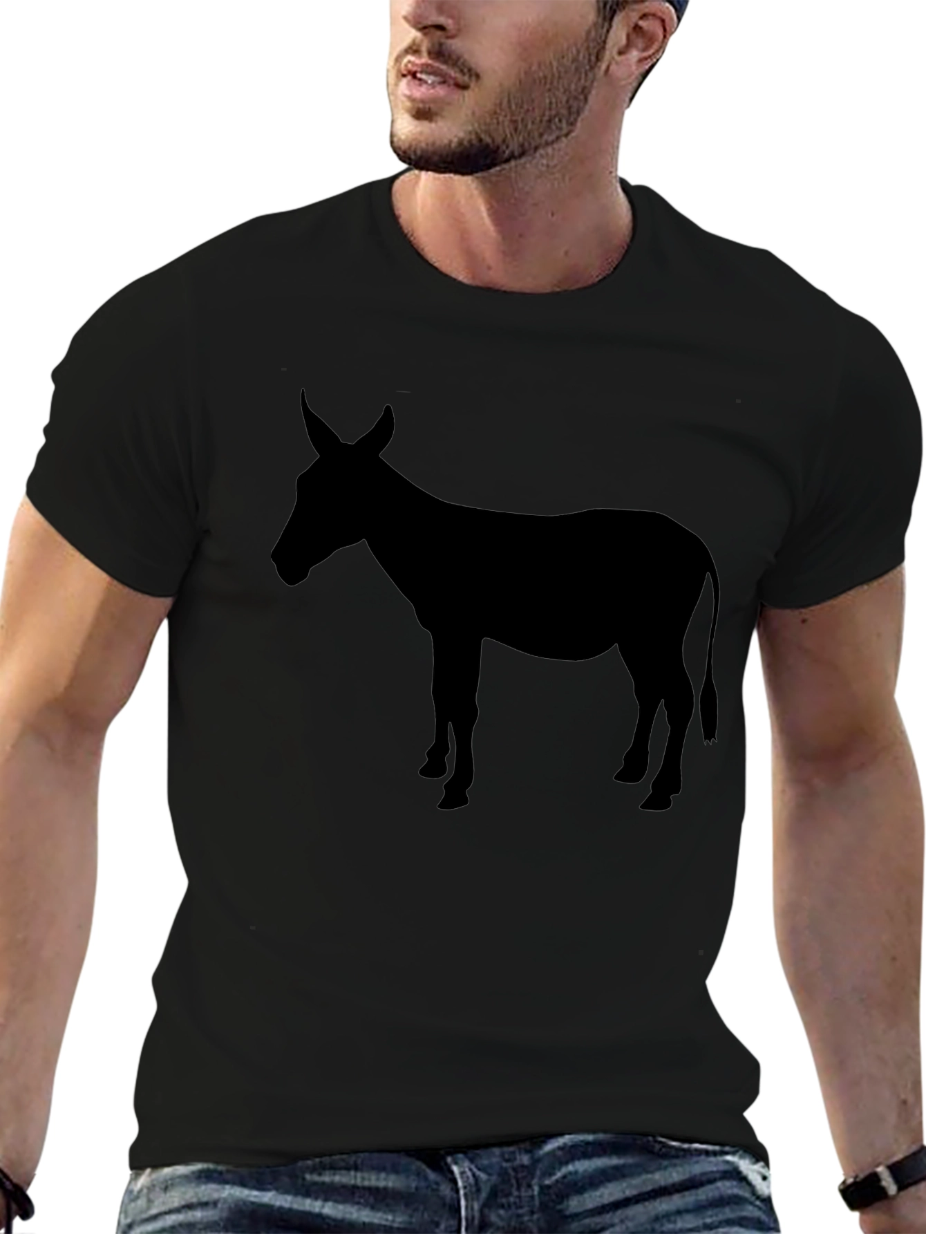 Black Black Donkey Silhouette Graphic T-Shirt view 6