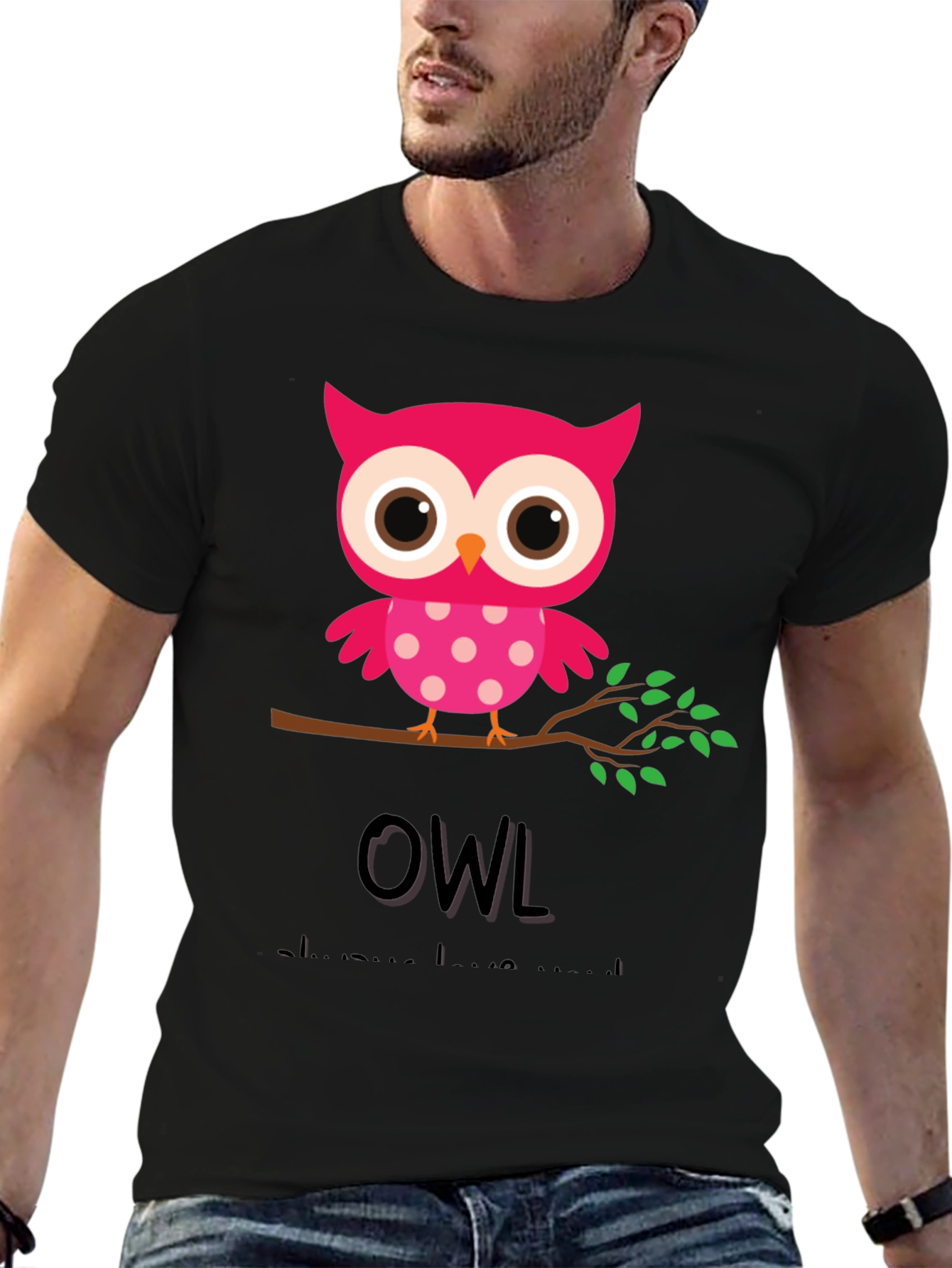 Black Owl Always Love You Graphic Tee view 6