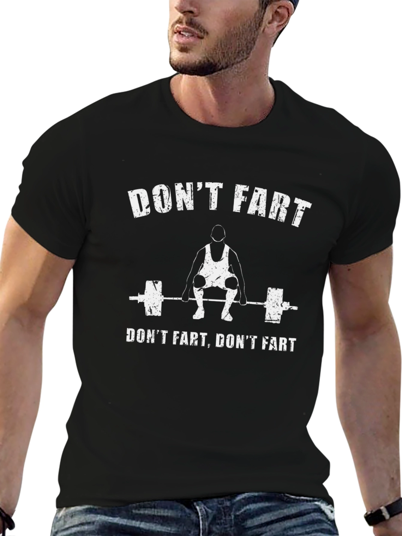 Black Don't Fart Gym T-Shirt - Funny Weightlifting Tee view 6