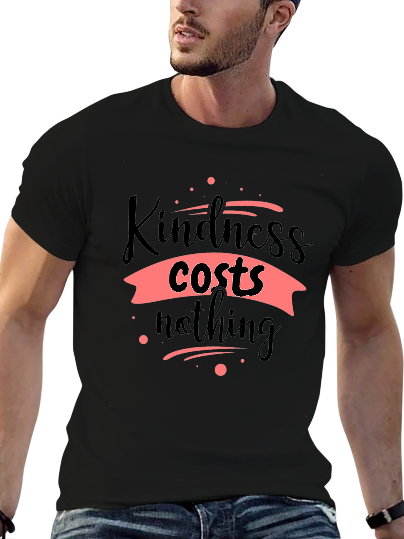 Black Kindness Costs Nothing Black T-Shirt view 6