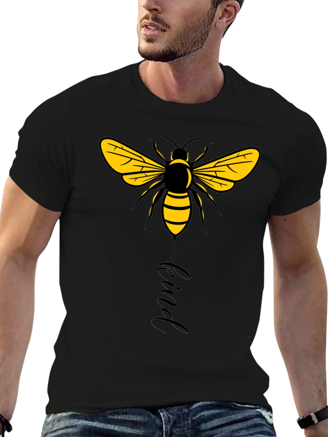 Black Bee Kind Graphic Tee - Black Cotton T-Shirt view 6