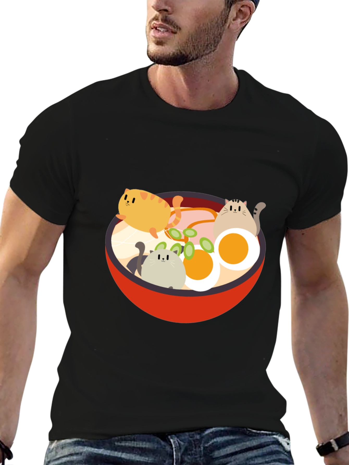 Cat Ramen T-Shirt - Kawaii Noodle Bowl Design - 6