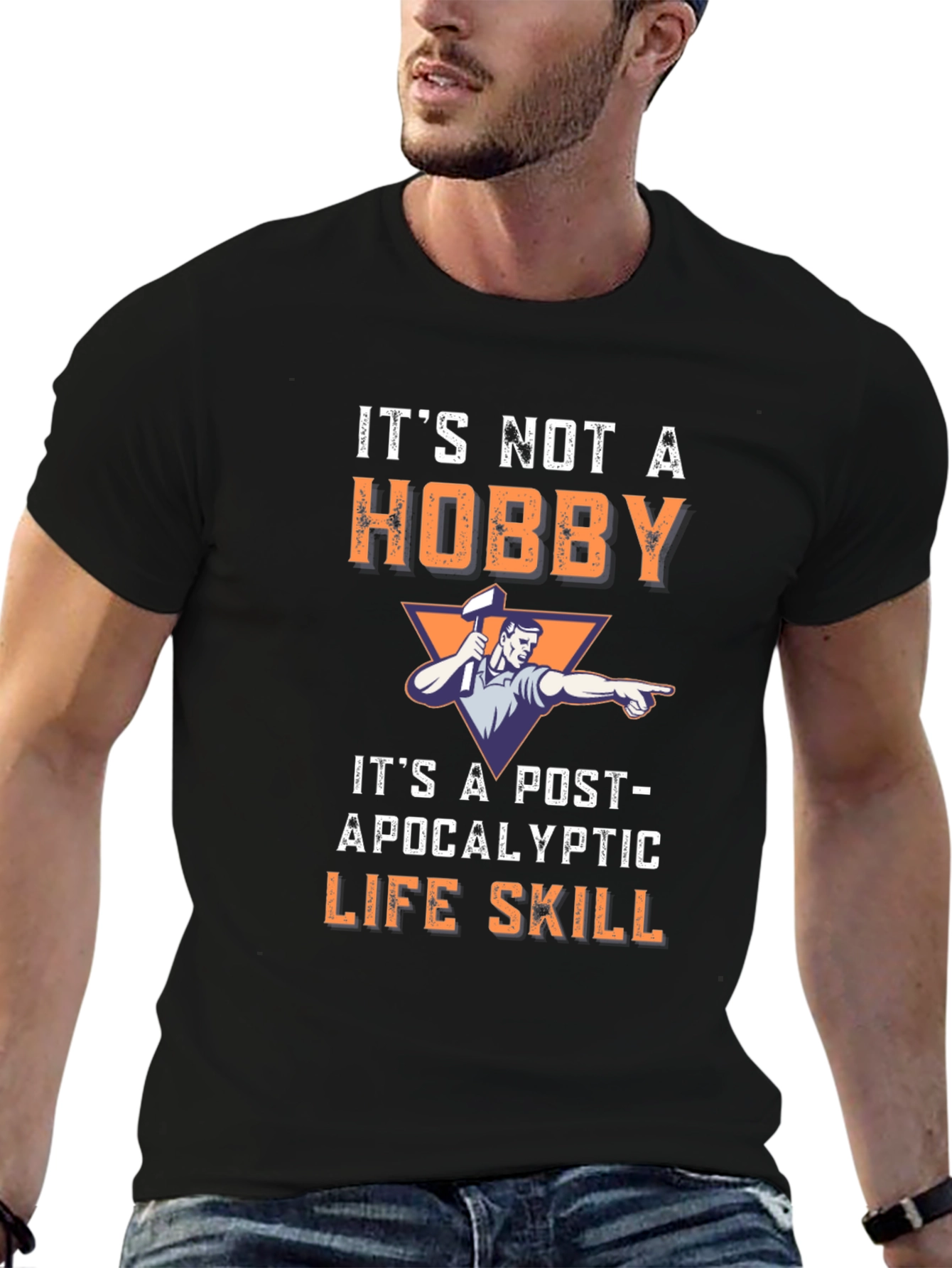 Black Post-Apocalyptic Life Skill T-Shirt view 6