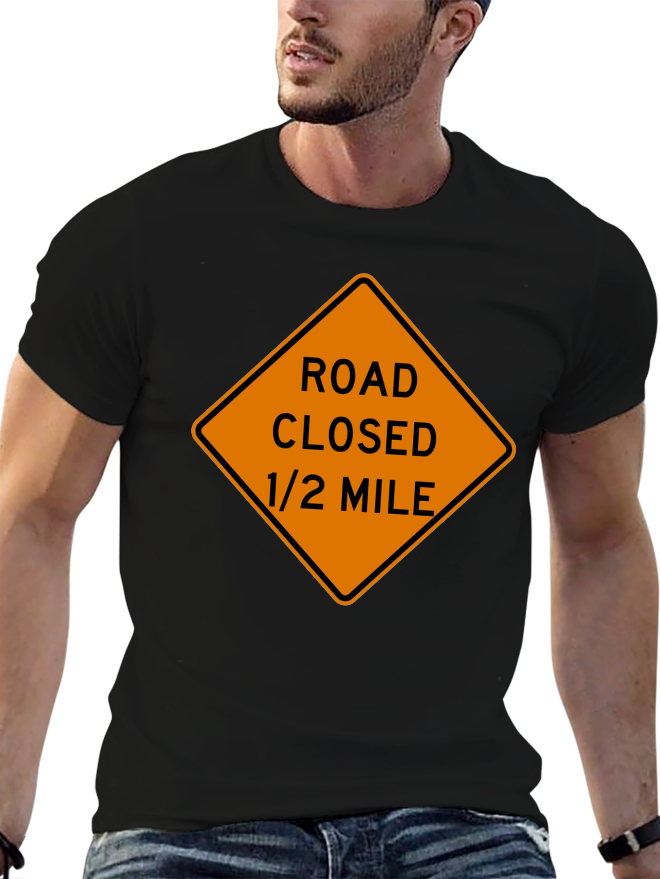 Black Road Closed Ahead T-Shirt view 6