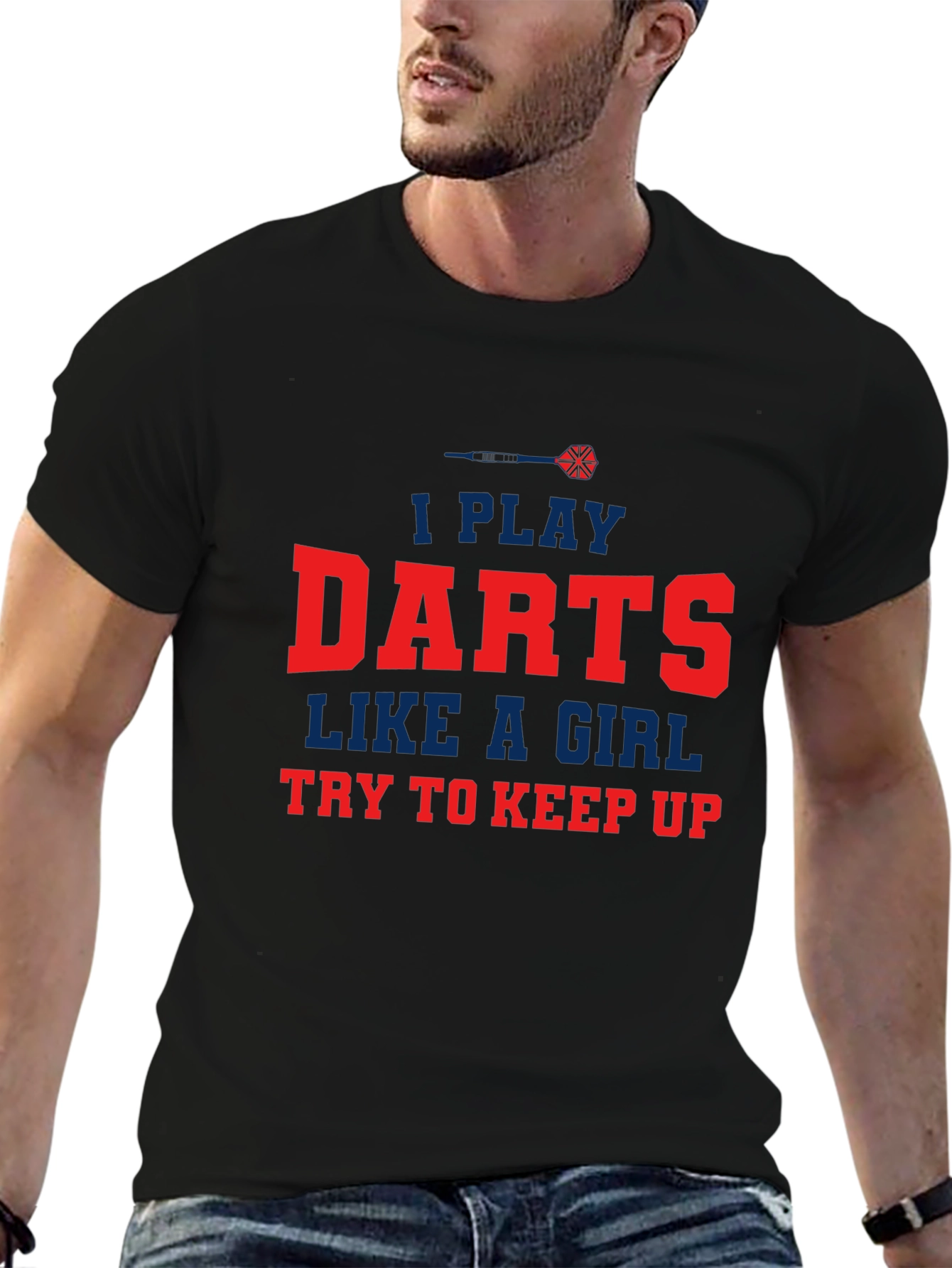 Black I Play Darts Like a Girl T-Shirt view 6