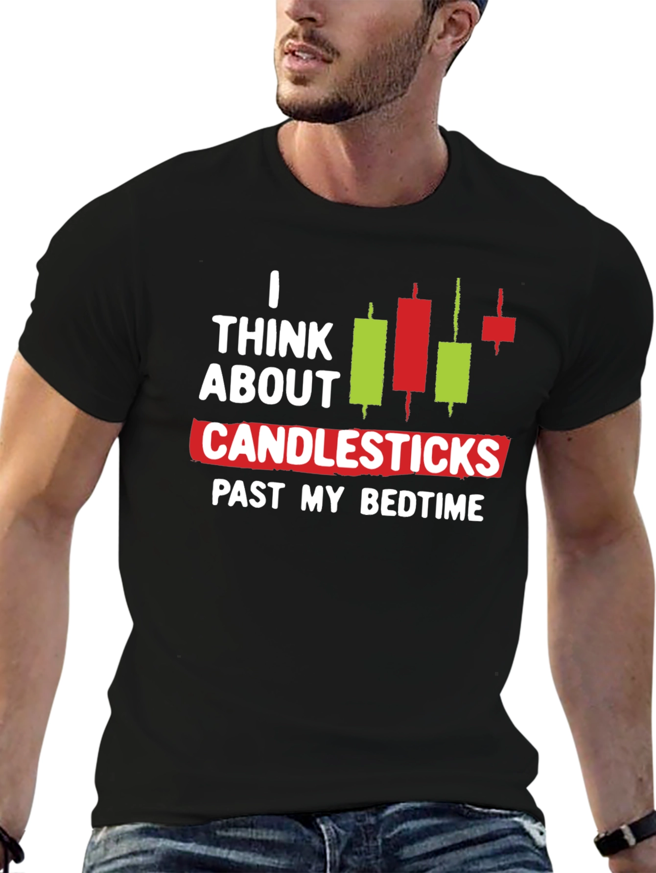 Black I Think About Candlesticks Graphic T-Shirt view 6