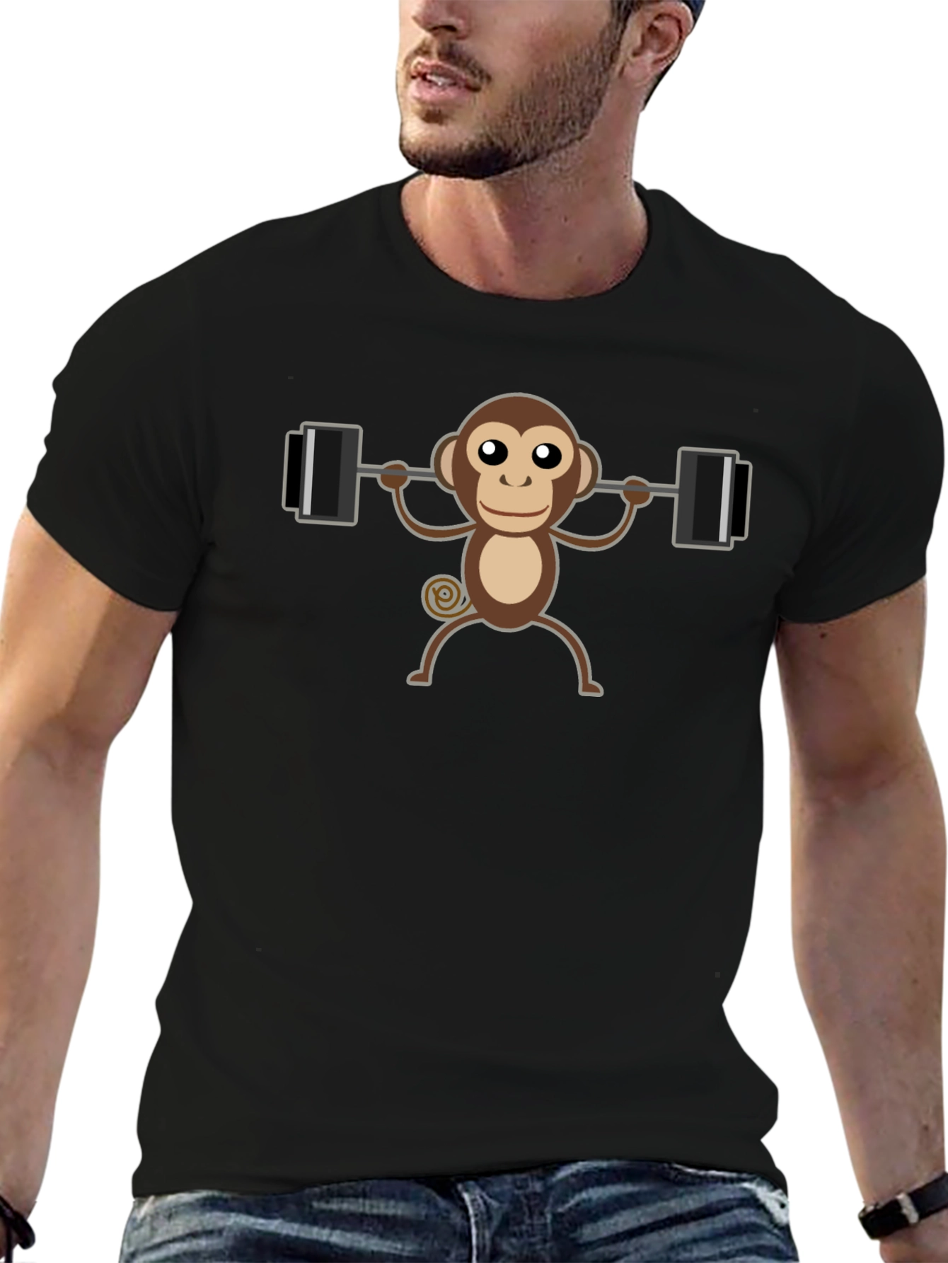 Black Monkey Barbell T-Shirt - Lift Like a Pro! view 6