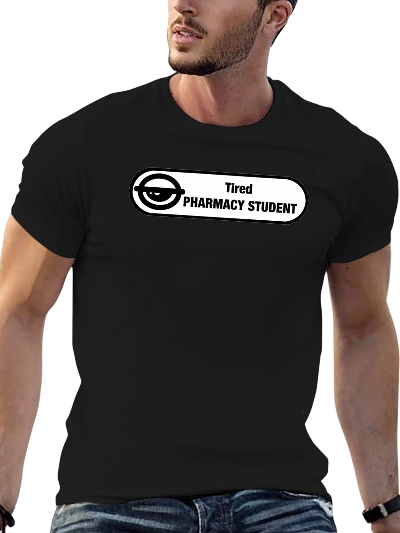 Black Tired Pharmacy Student T-Shirt - Funny Design view 6