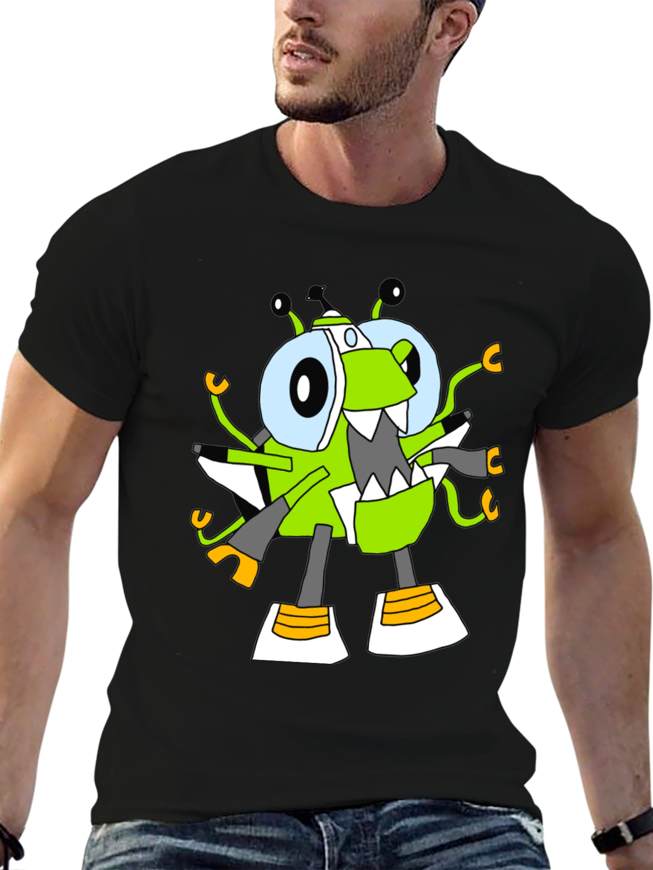 Black Cartoon Character Graphic Tee view 6