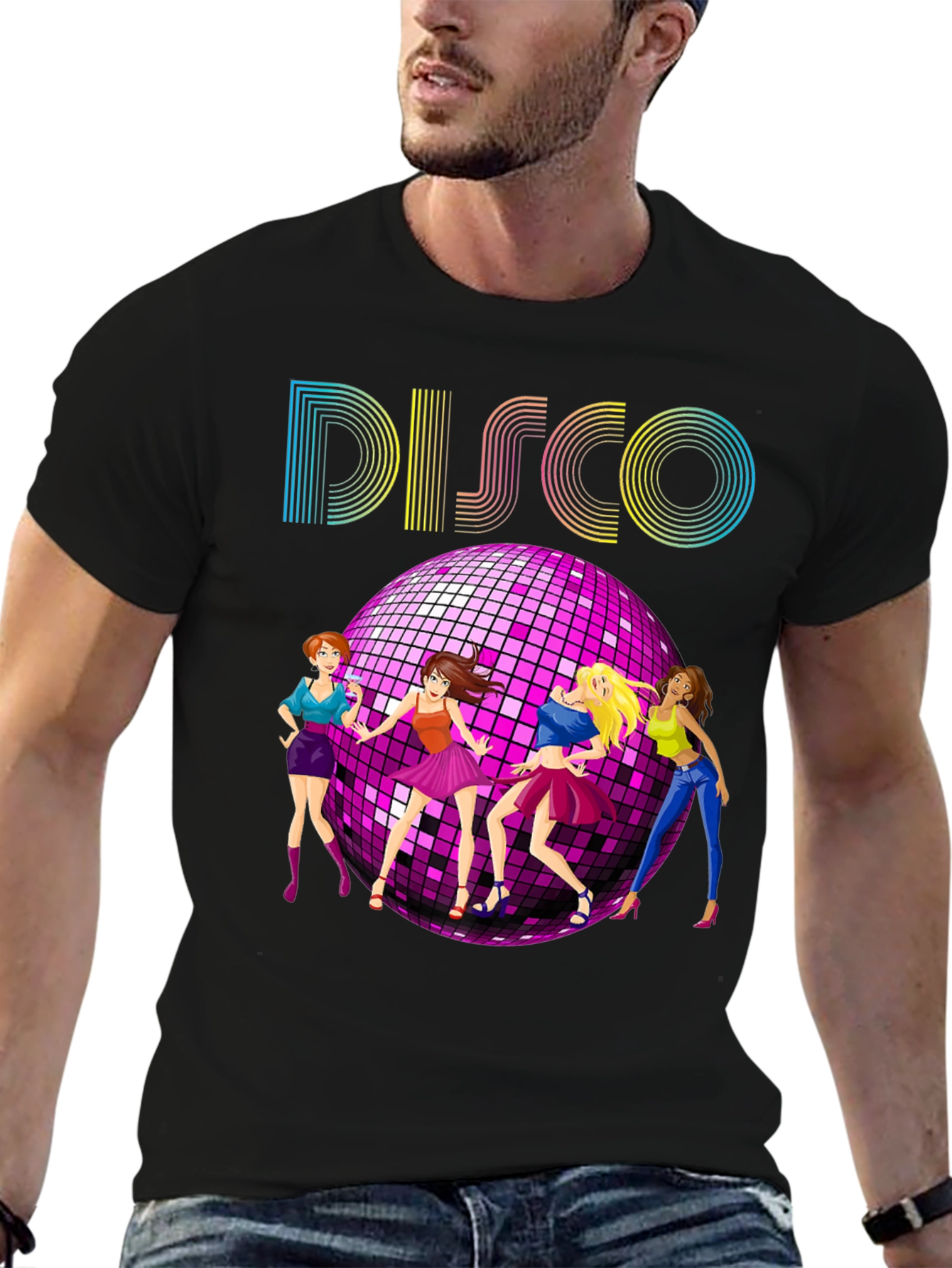 Retro Disco T-Shirt with Dancing Girls - 6