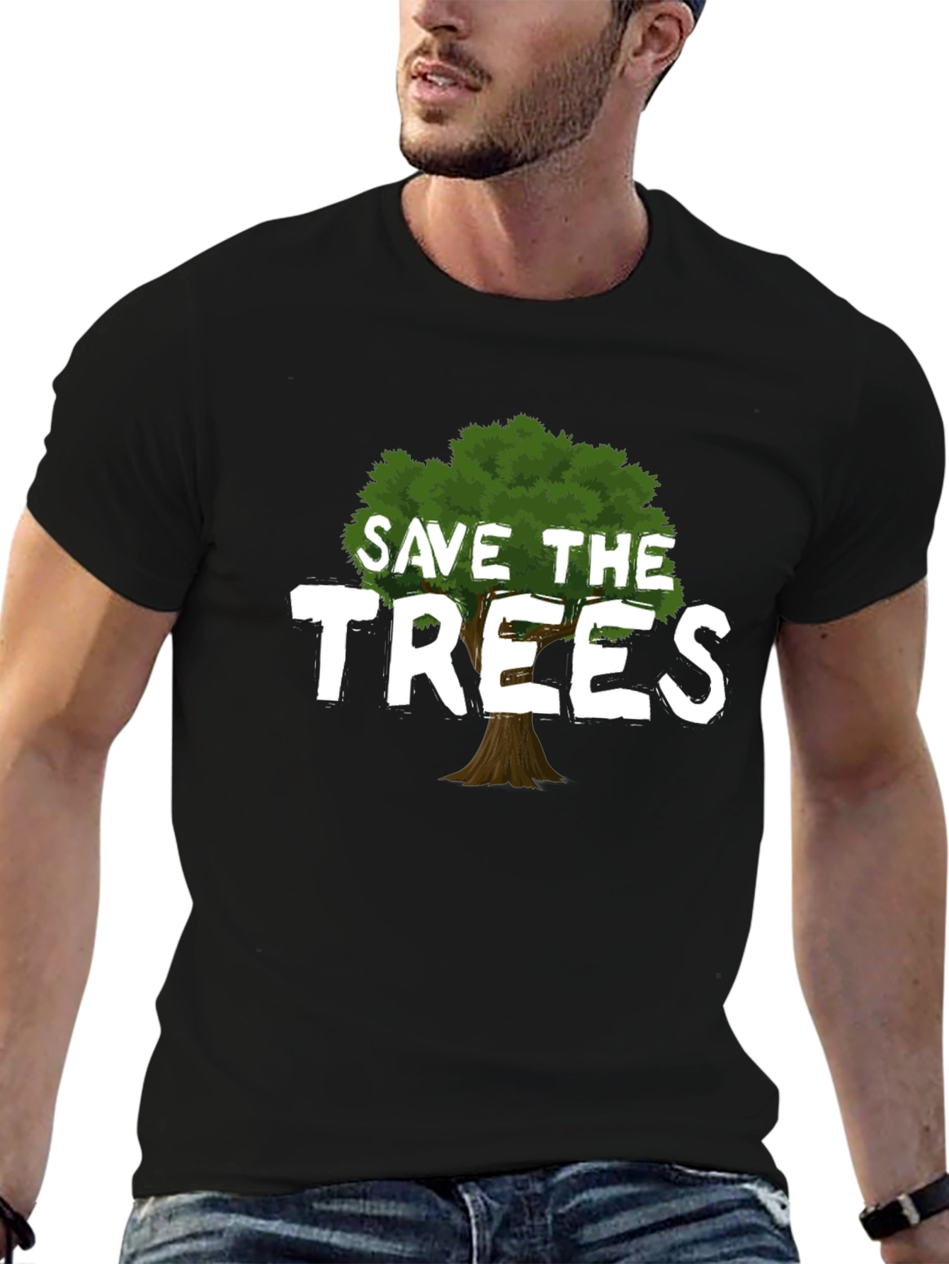 Black Save the Trees Graphic T-Shirt - Eco-Friendly Tee view 6