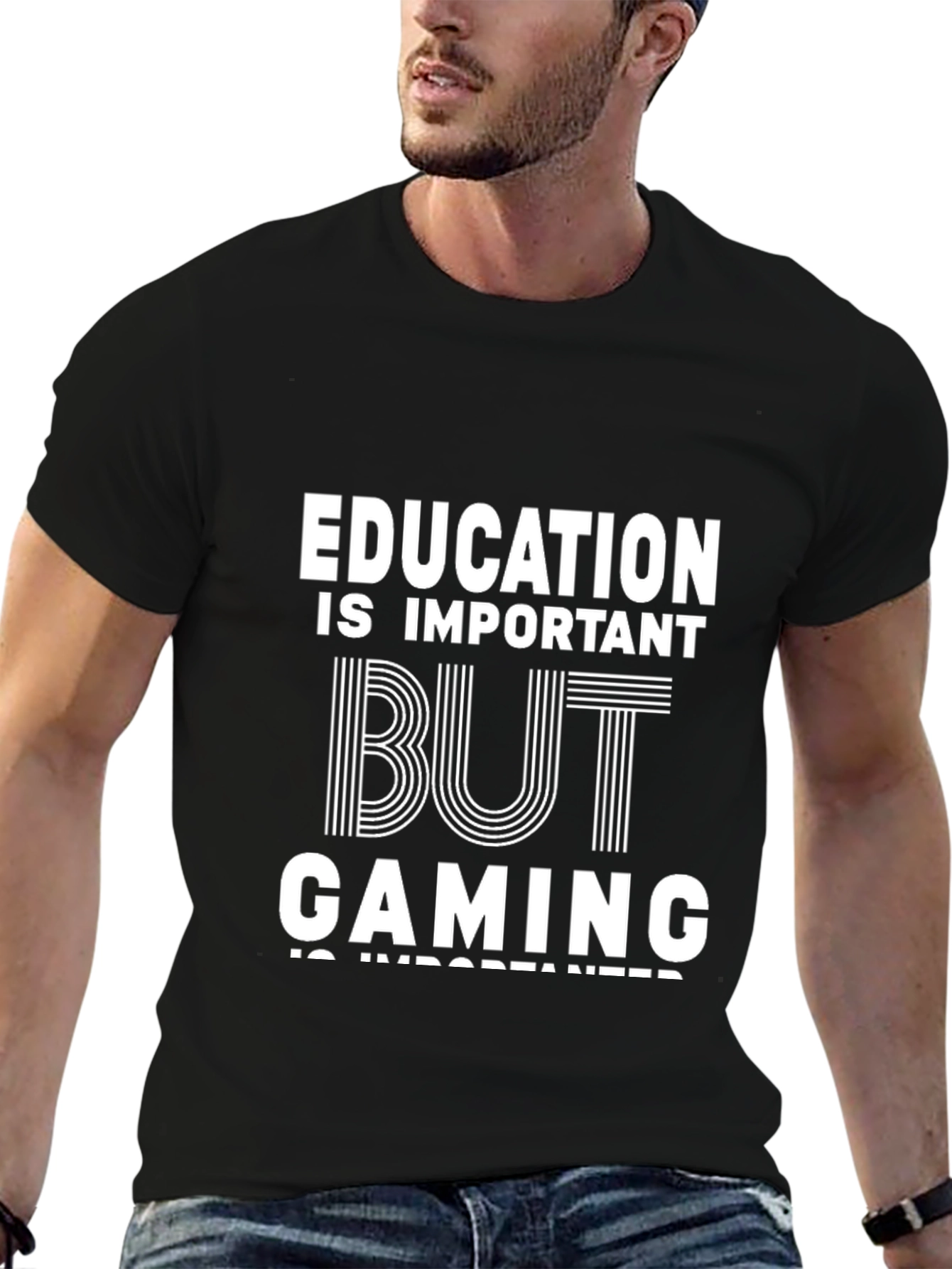 Black Education is Important But Gaming is Importanter T-Shirt view 6