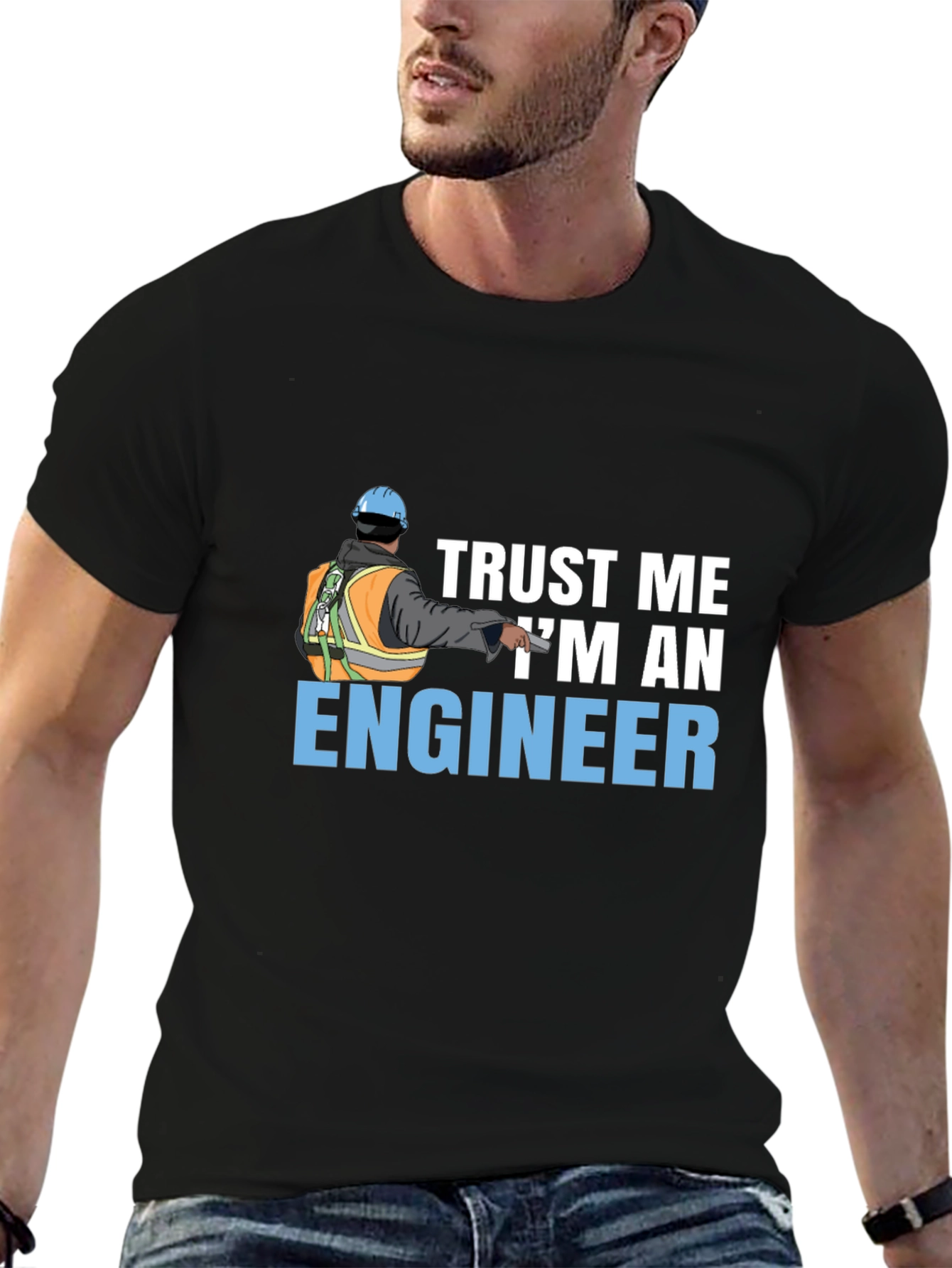 Black Trust Me I'm An Engineer Black T-Shirt view 6
