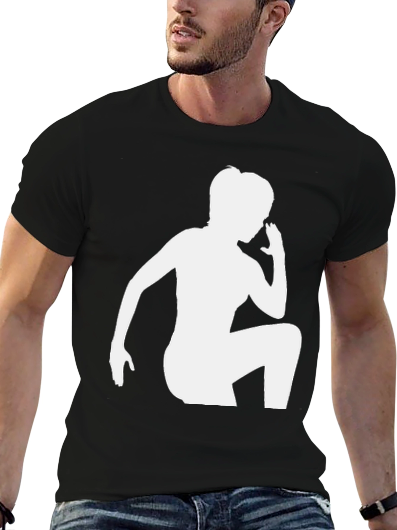Black Silhouette Graphic Tee - Cool Black Unisex Shirt view 6