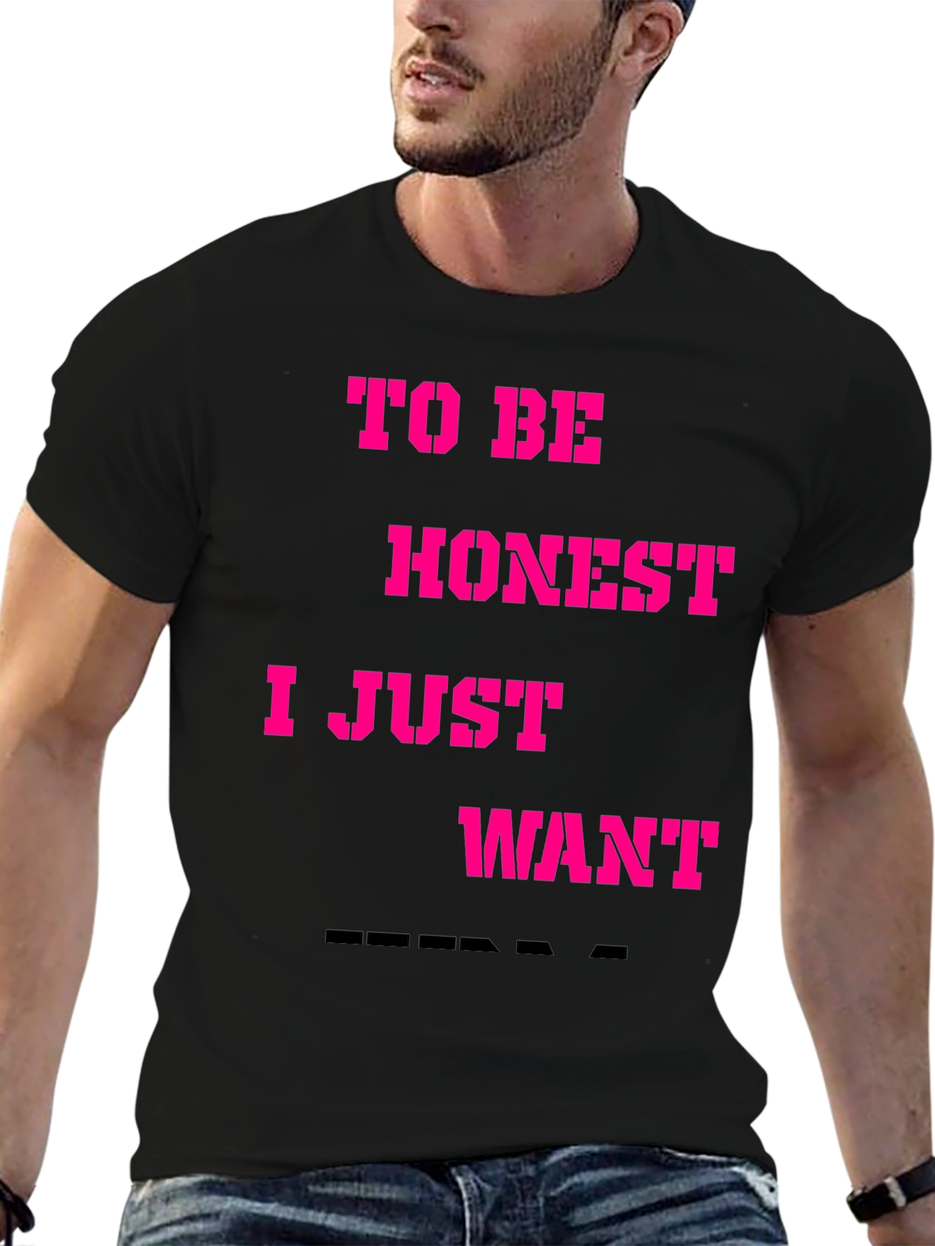 Black Funny "To Be Honest" Graphic Tee - Casual Black T-Shirt view 6