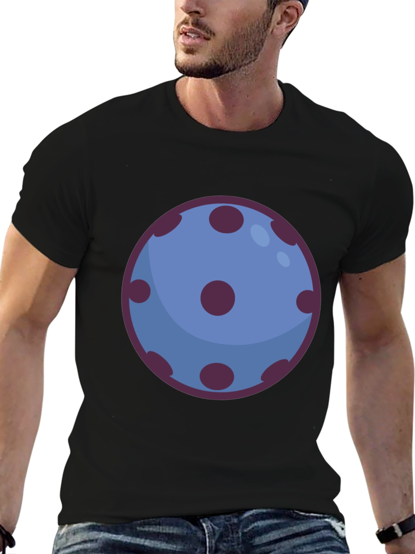 Black Abstract Polka Dot Orb Graphic Tee - Unisex Casual Top view 6