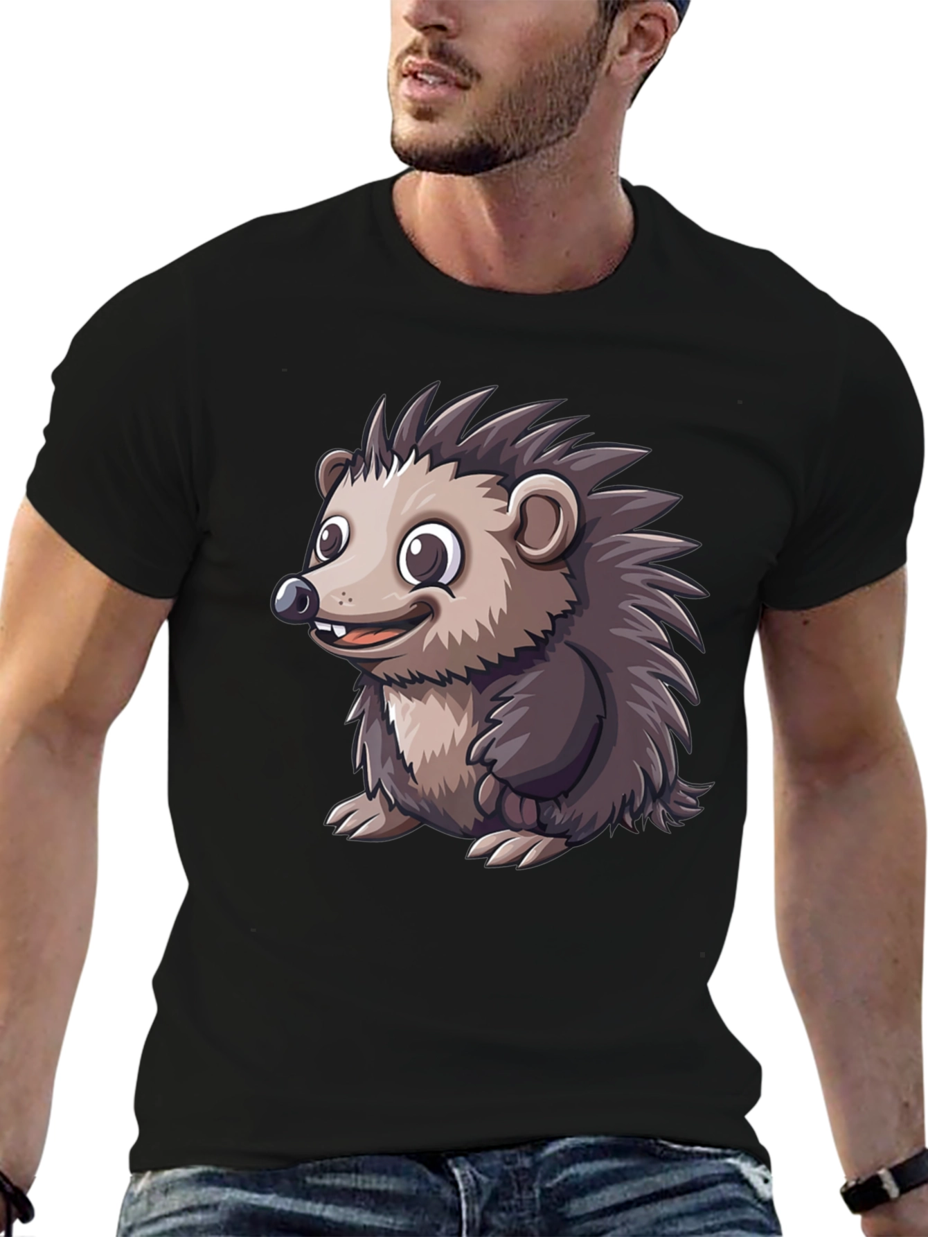 Black Hedgehog Graphic Tee - Soft Cotton Blend view 6