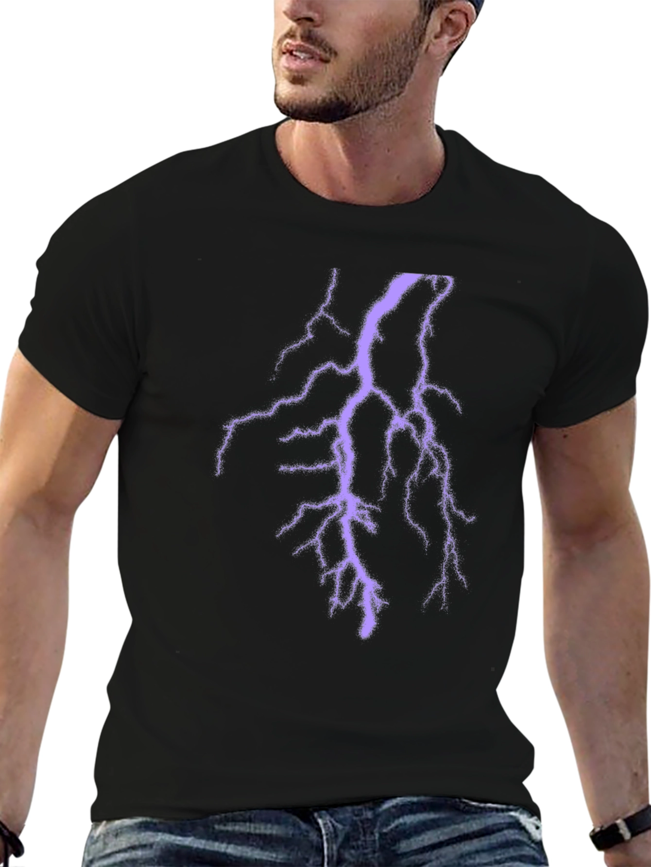 Black Black Lightning Bolt T-Shirt - Electric Style view 6