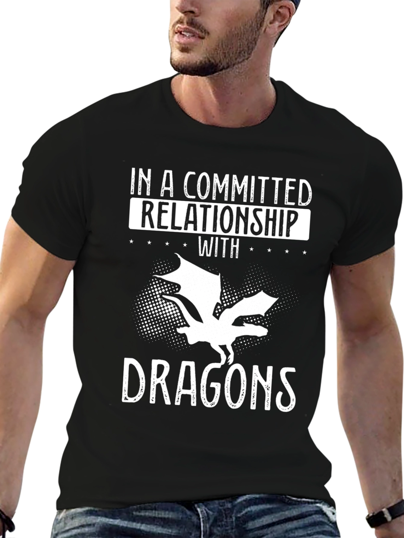 Black Dragon Lover T-Shirt - Committed Relationship with Dragons Tee view 6