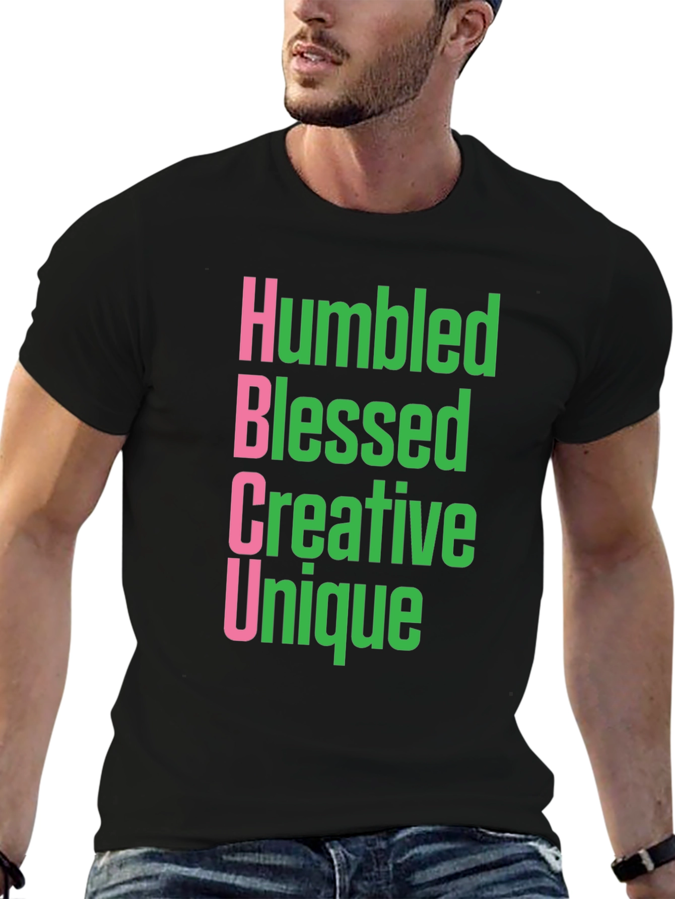 Black Humbled Blessed Creative Unique HBCU T-Shirt view 6