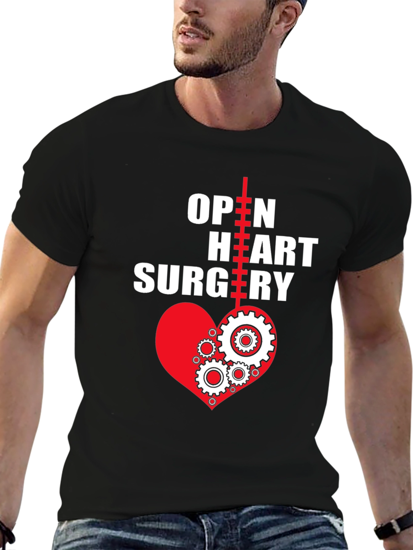 Black Open Heart Surgery T-Shirt - Heart Gears view 6